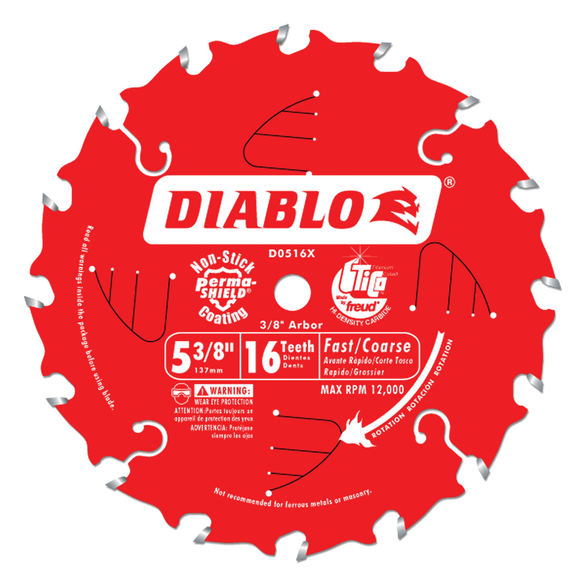 Lame de scie circulaire, 5-3/8", 16 dents, Pour Bois