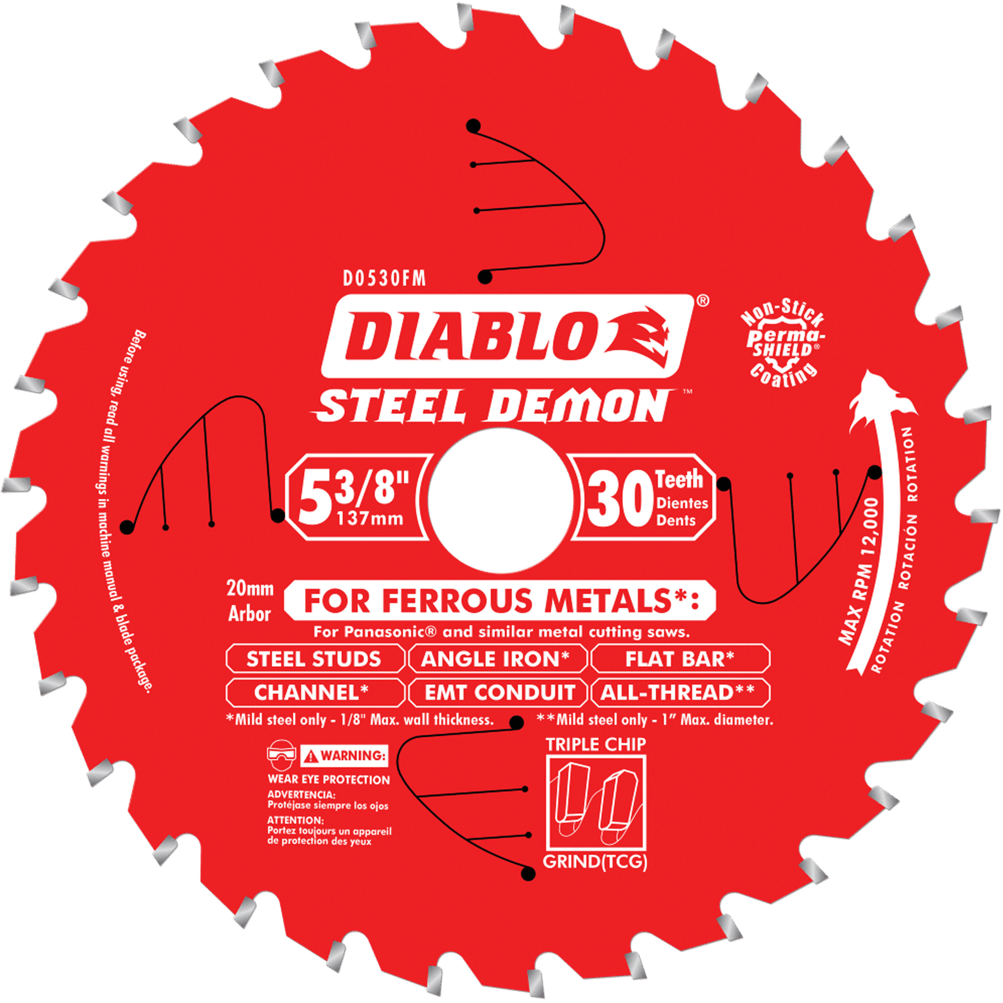 Lame de scie circulaire, 5-3/8", 30 dents, Pour Métal