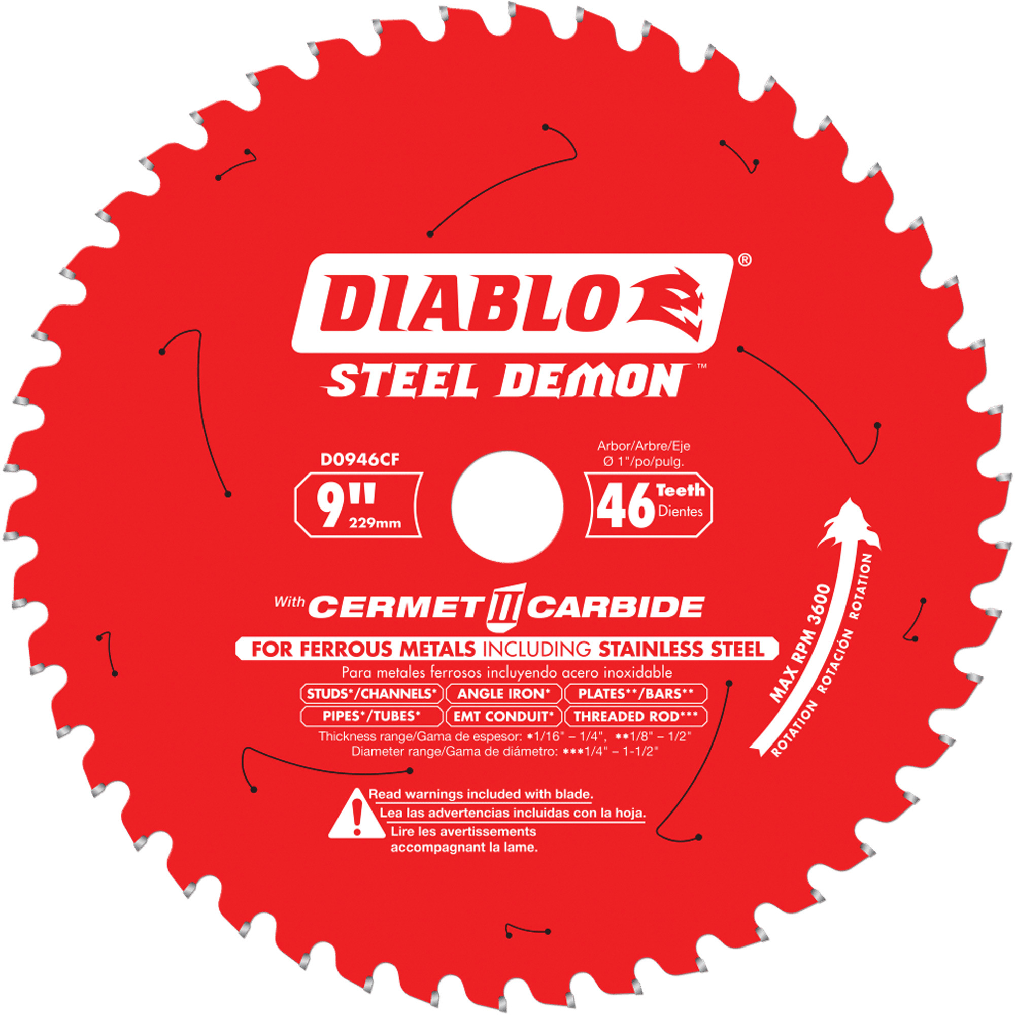 Lame de scie circulaire, 9", 46 dents, Pour Métal