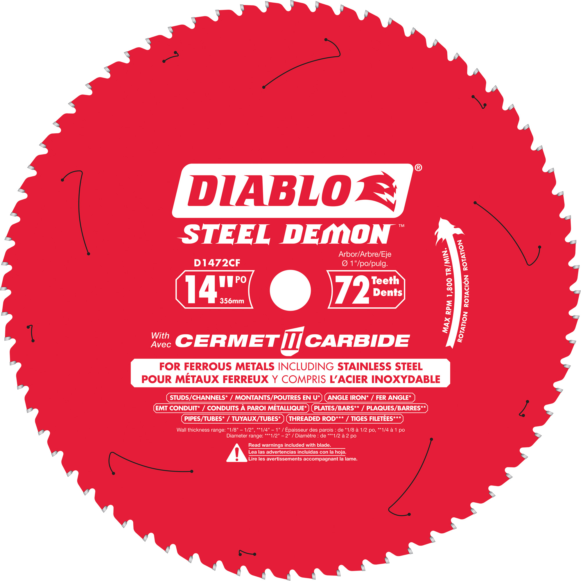 Lame de scie circulaire Cermet II Steel DemonMC, 14", 72 dents, Pour Métal