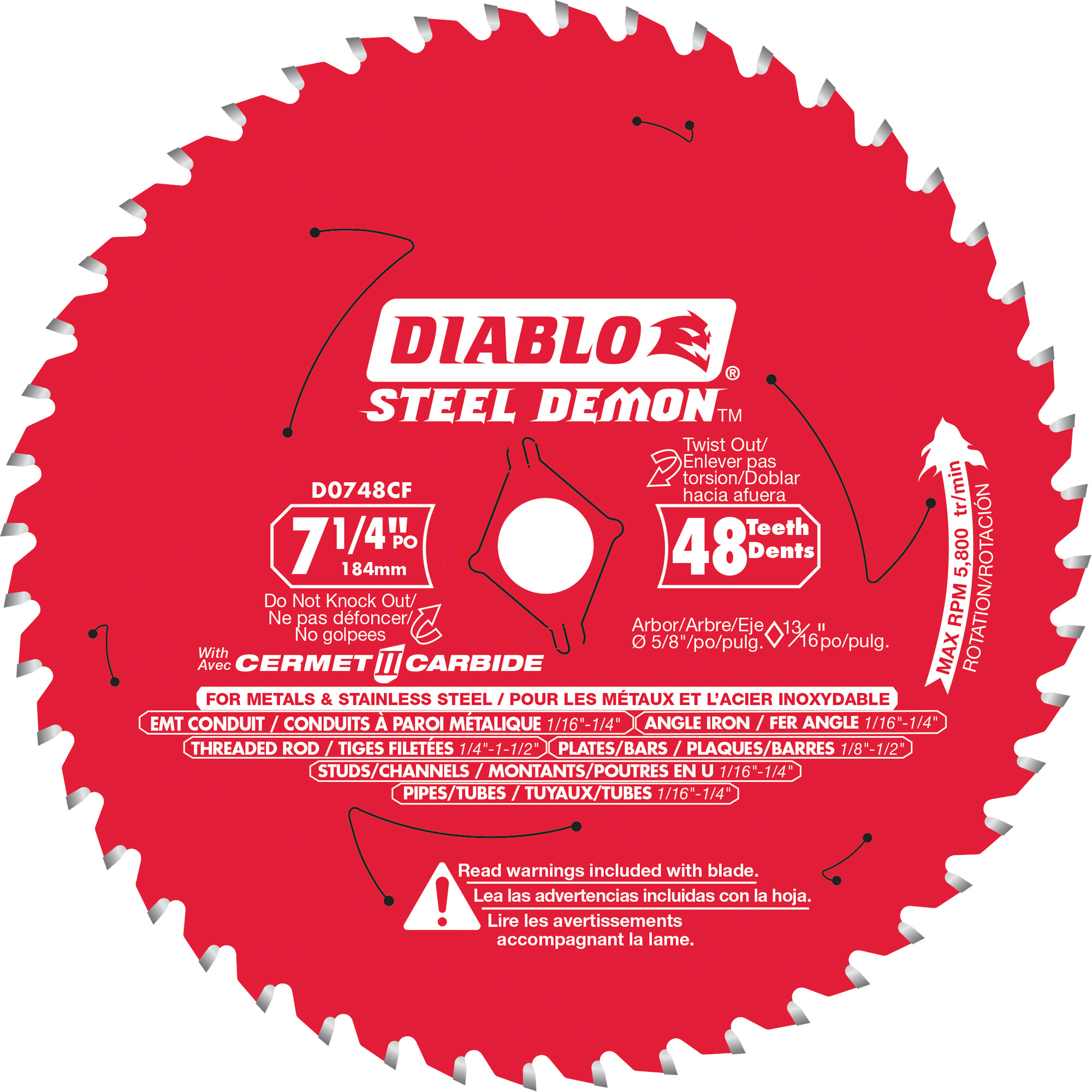 Lame de scie circulaire Cermet II Steel DemonMC, 7-1/4", 48 dents, Pour Métal