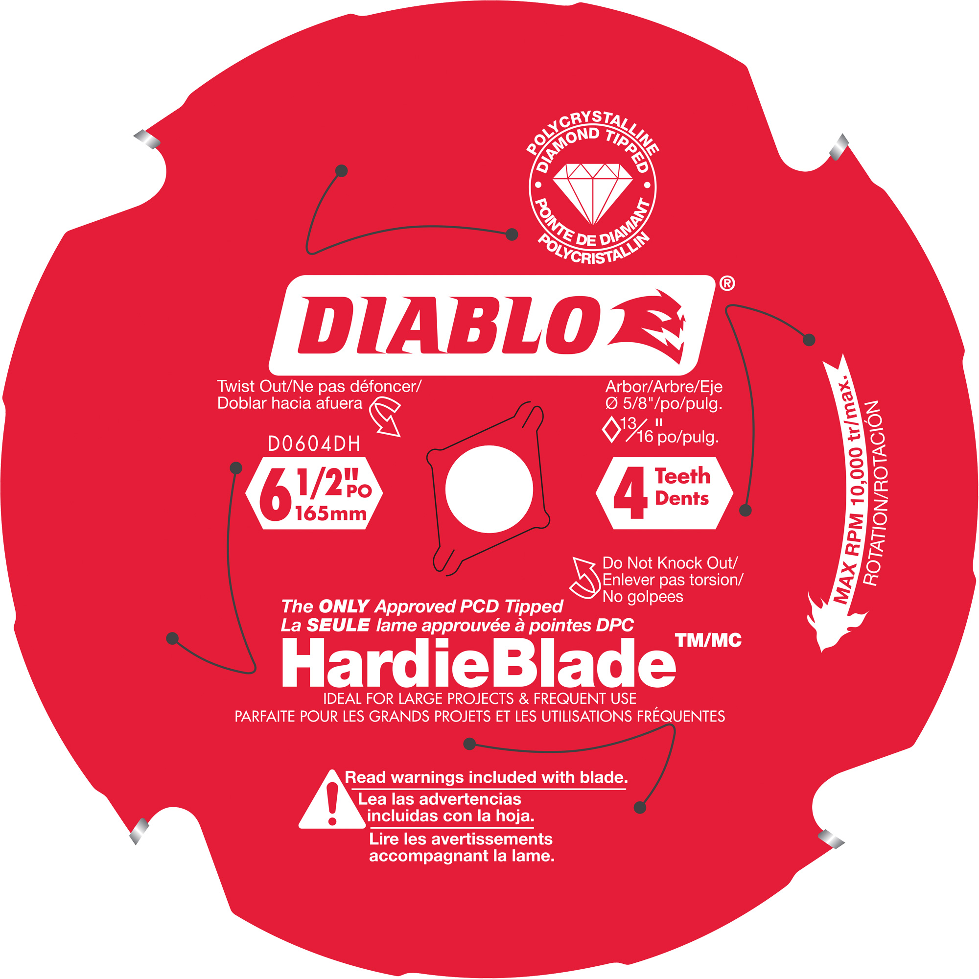 Lame de scie circulaire HardieBladeMC, 6-1/2", 4 dents, Pour Béton