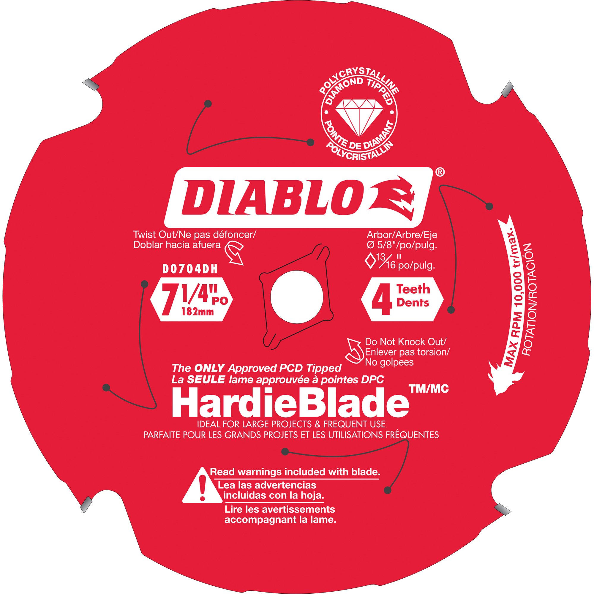 Lame de scie circulaire HardieBladeMC, 7-1/4", 4 dents, Pour Béton