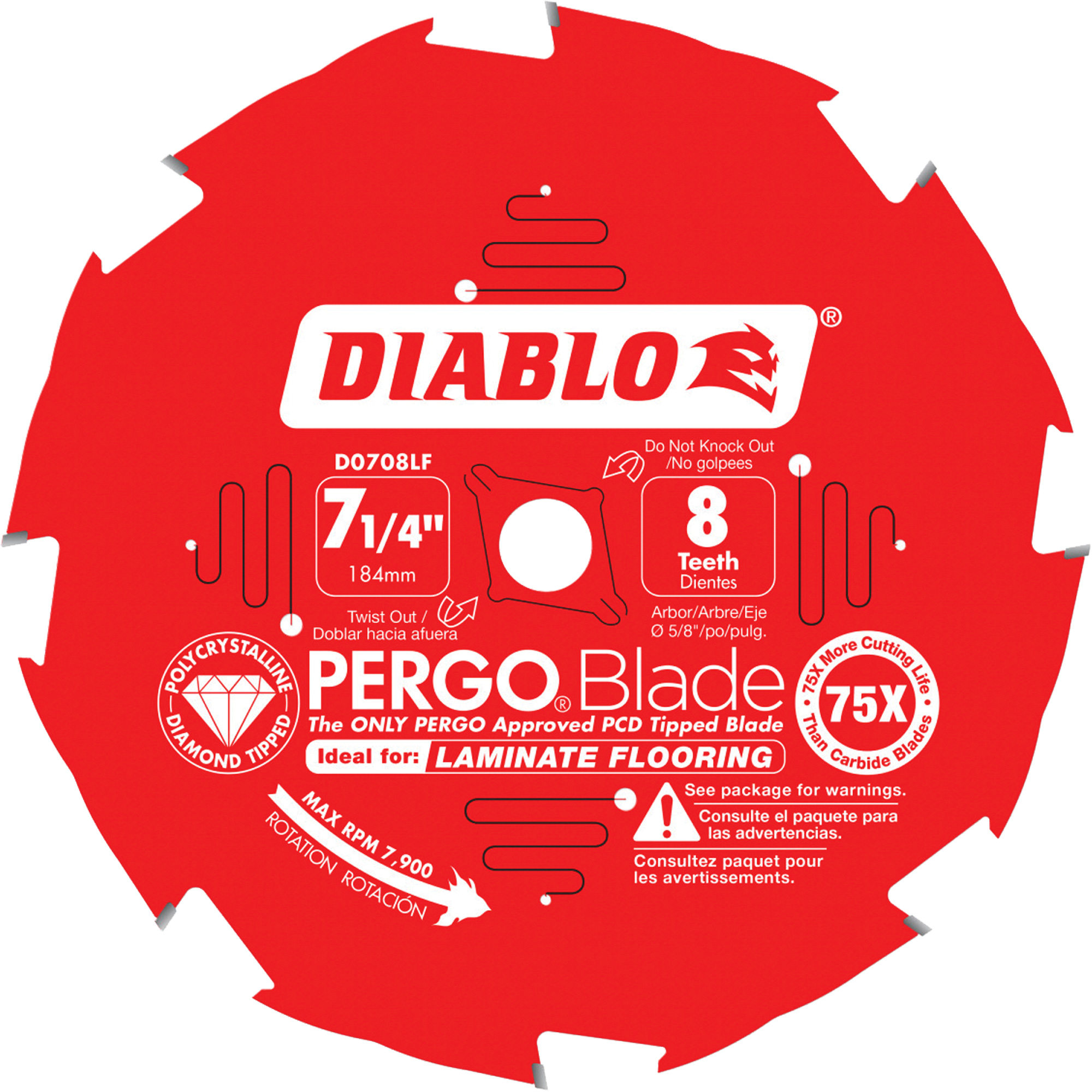 Lame de scie circulaire PergoBlade, 7-1/4", 8 dents, Pour Stratifié/Bois