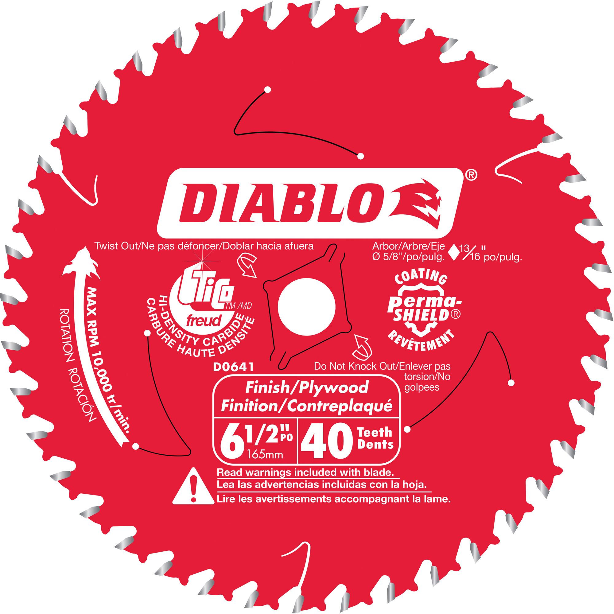 Lame de scie circulaire pour finition des boiseries, 6-1/2", 40 dents, Pour Stratifié/Bois