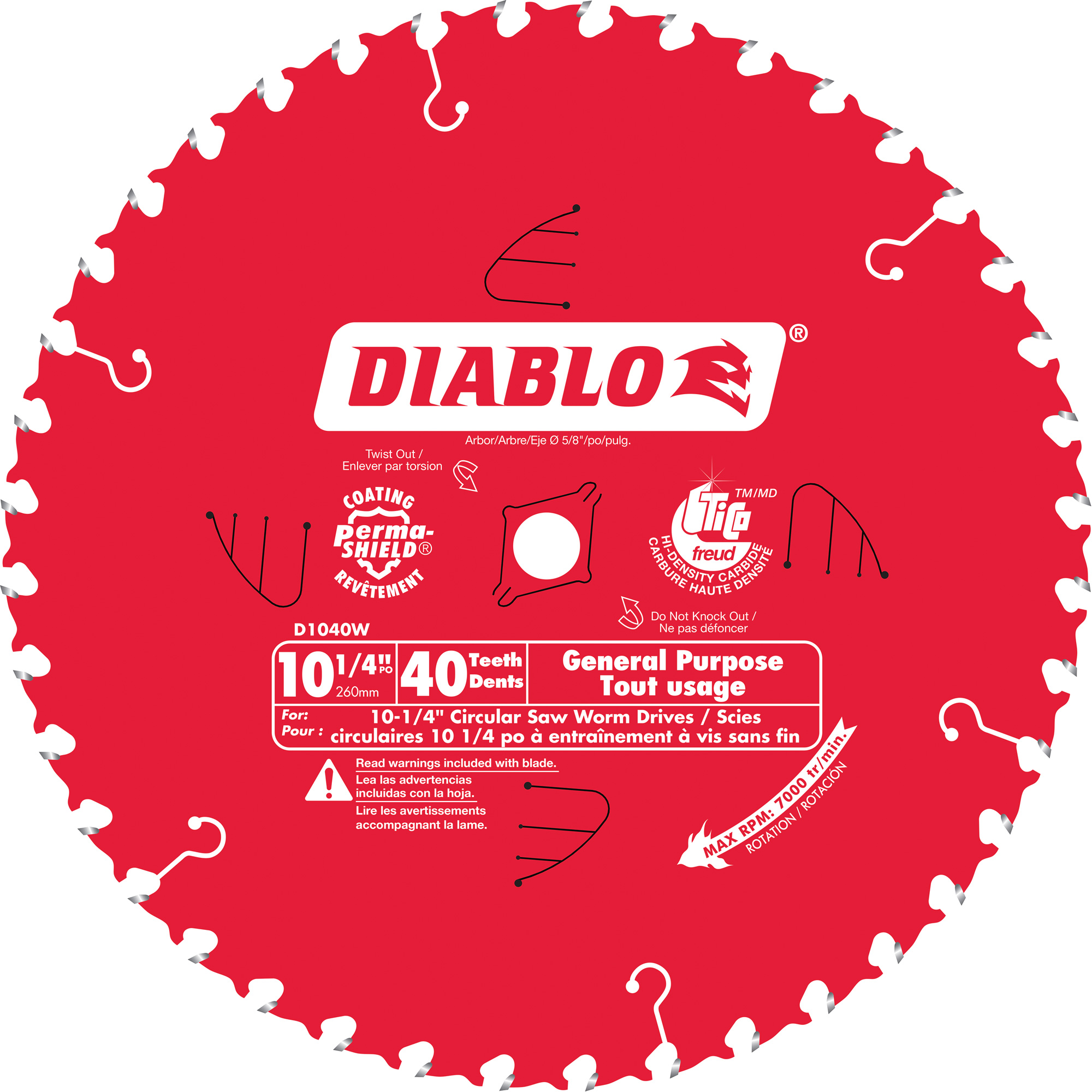 Lame de scie circulaire pour la coupe générale de poutres, 10-1/4", 40 dents, Pour Stratifié/Bois