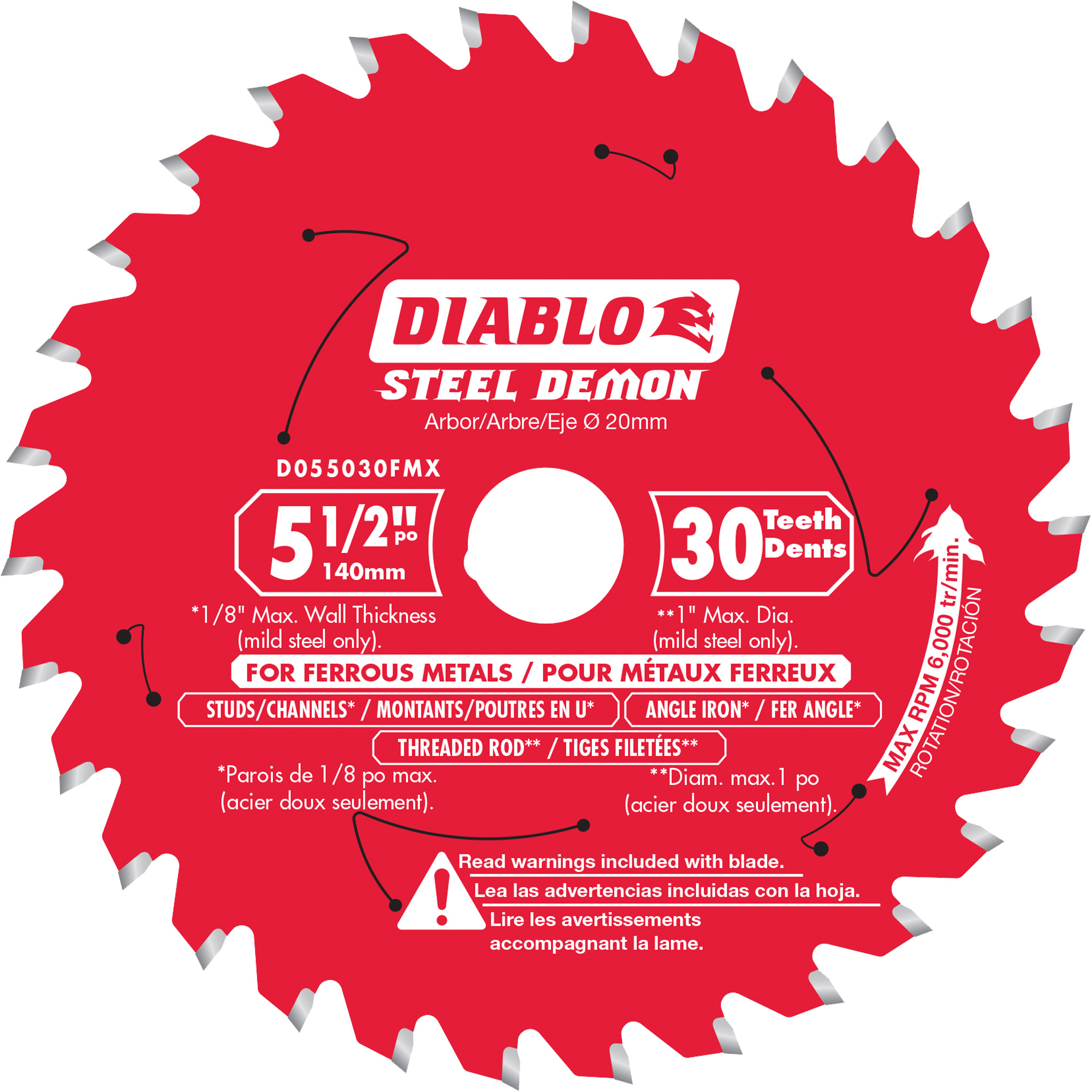 Lame de scie circulaire Steel DemonMC, 5-1/2", 30 dents, Pour Métal