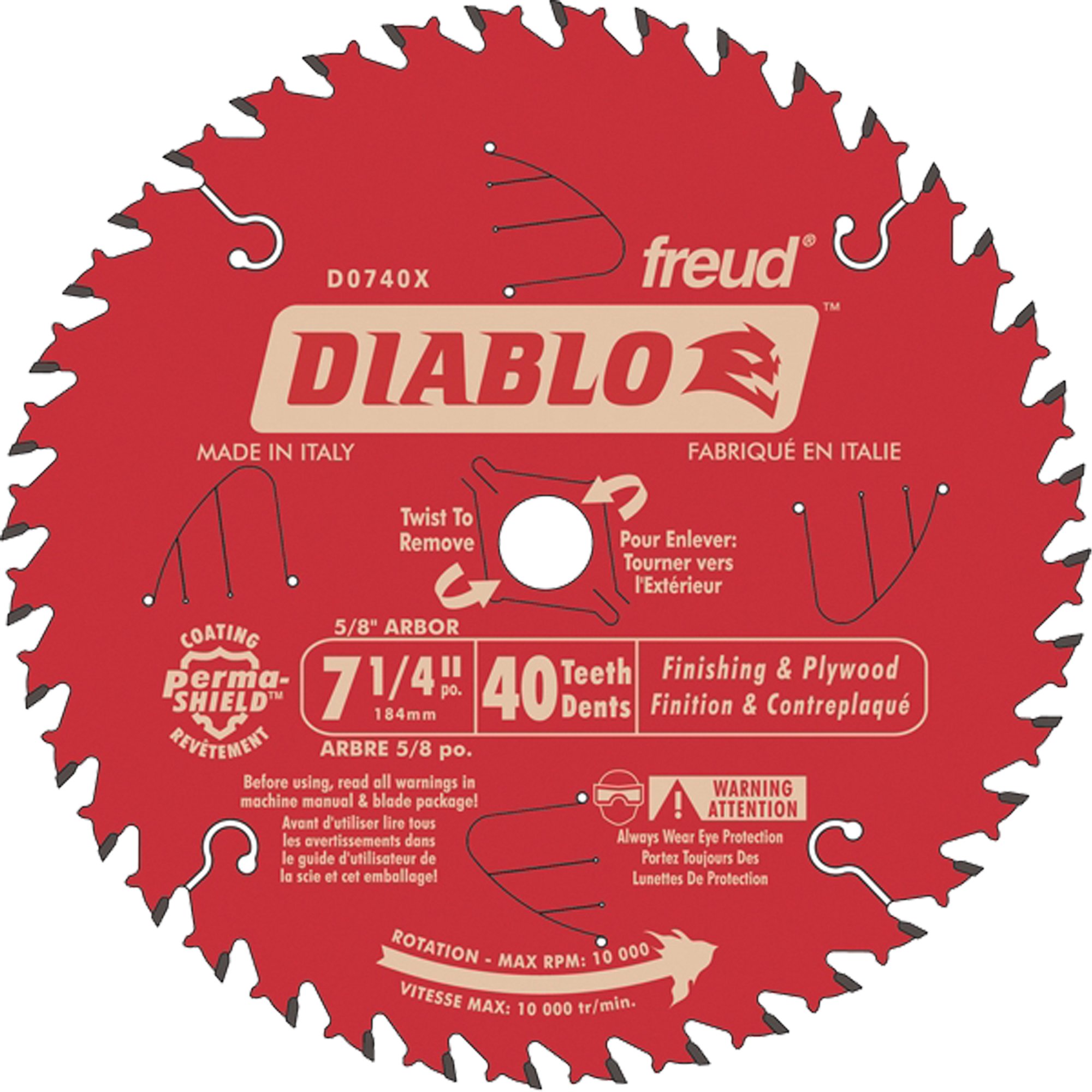 Lames de scie pour entrepreneur - Lames de scie finition, 7-1/4", 40 dents, Pour Bois