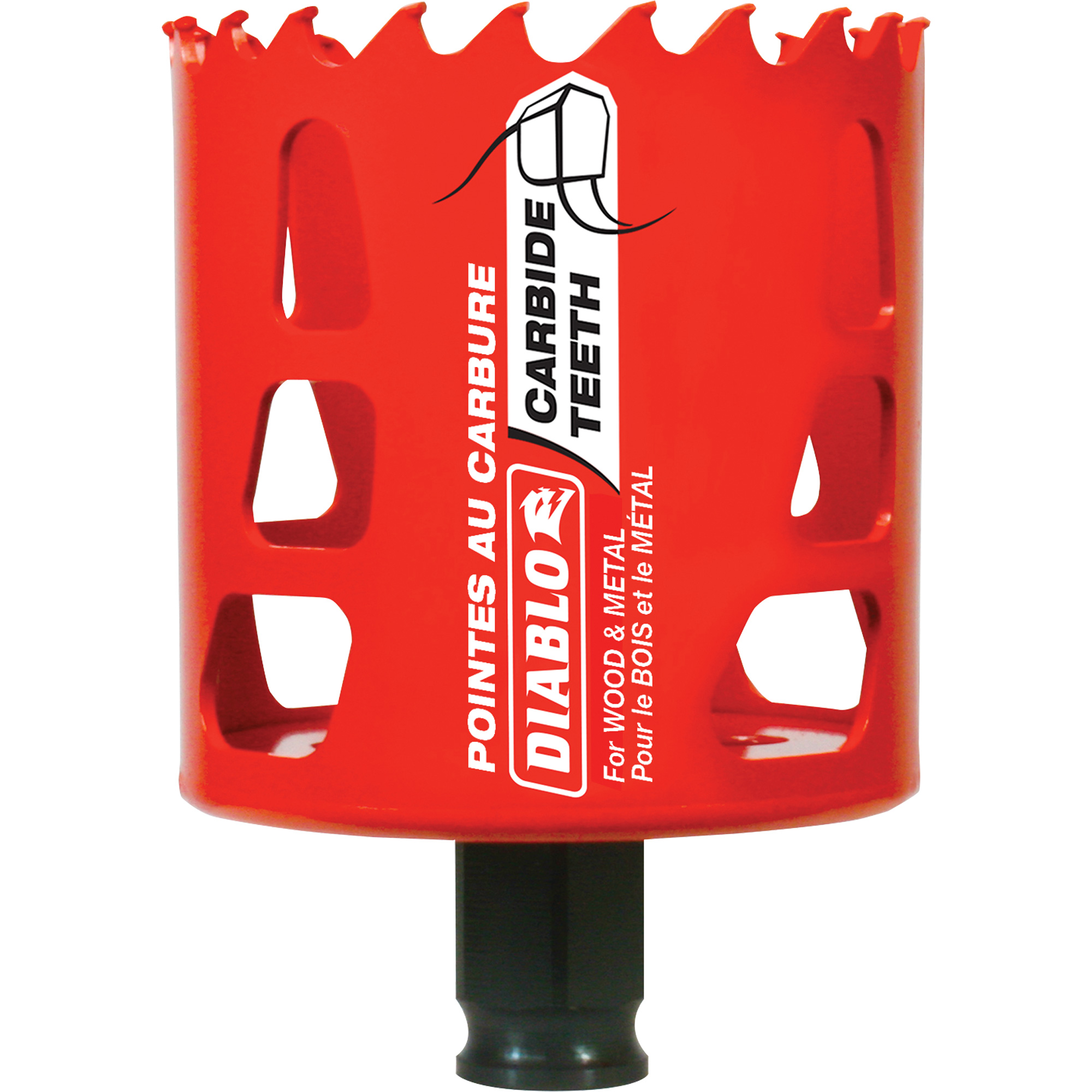 Scie cloche pour bois et métal, 2-9/16", Profondeur de la coupe 2-3/8", Carbure