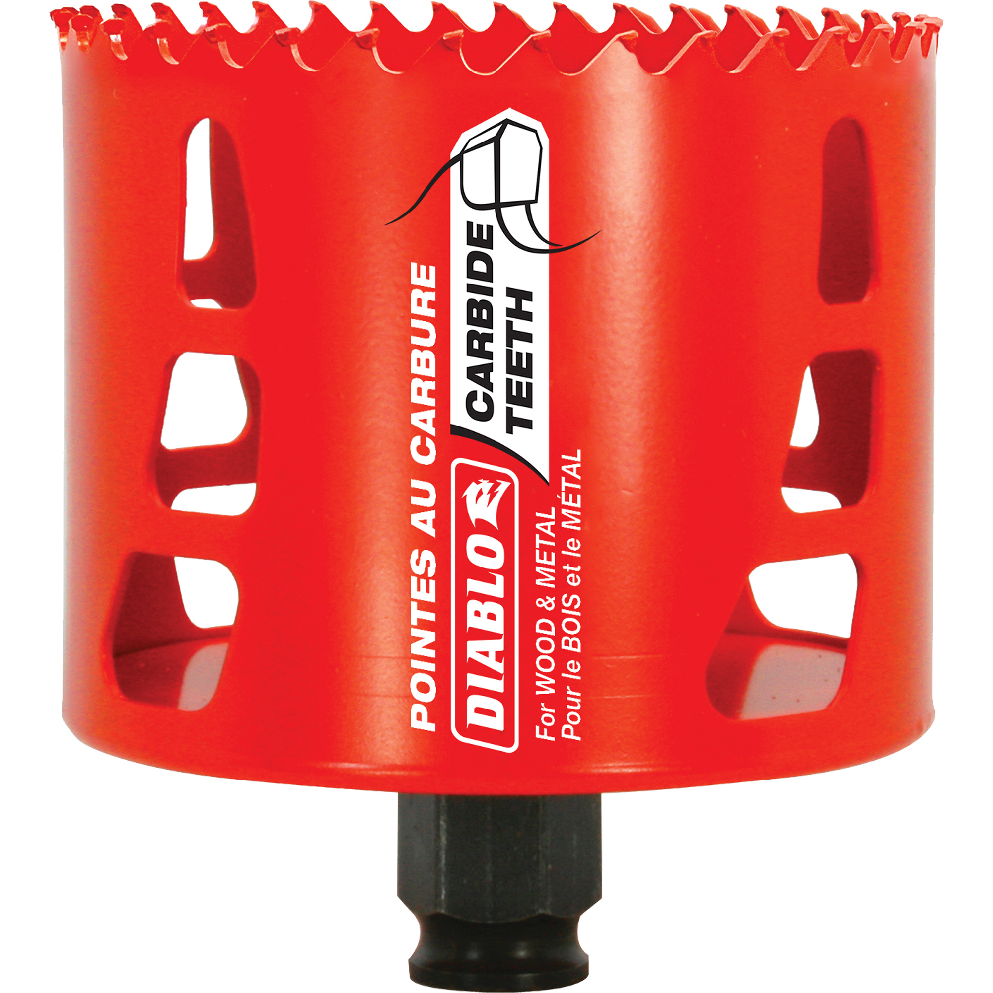 Scie cloche pour bois et métal, 3-1/4", Profondeur de la coupe 2-3/8", Carbure
