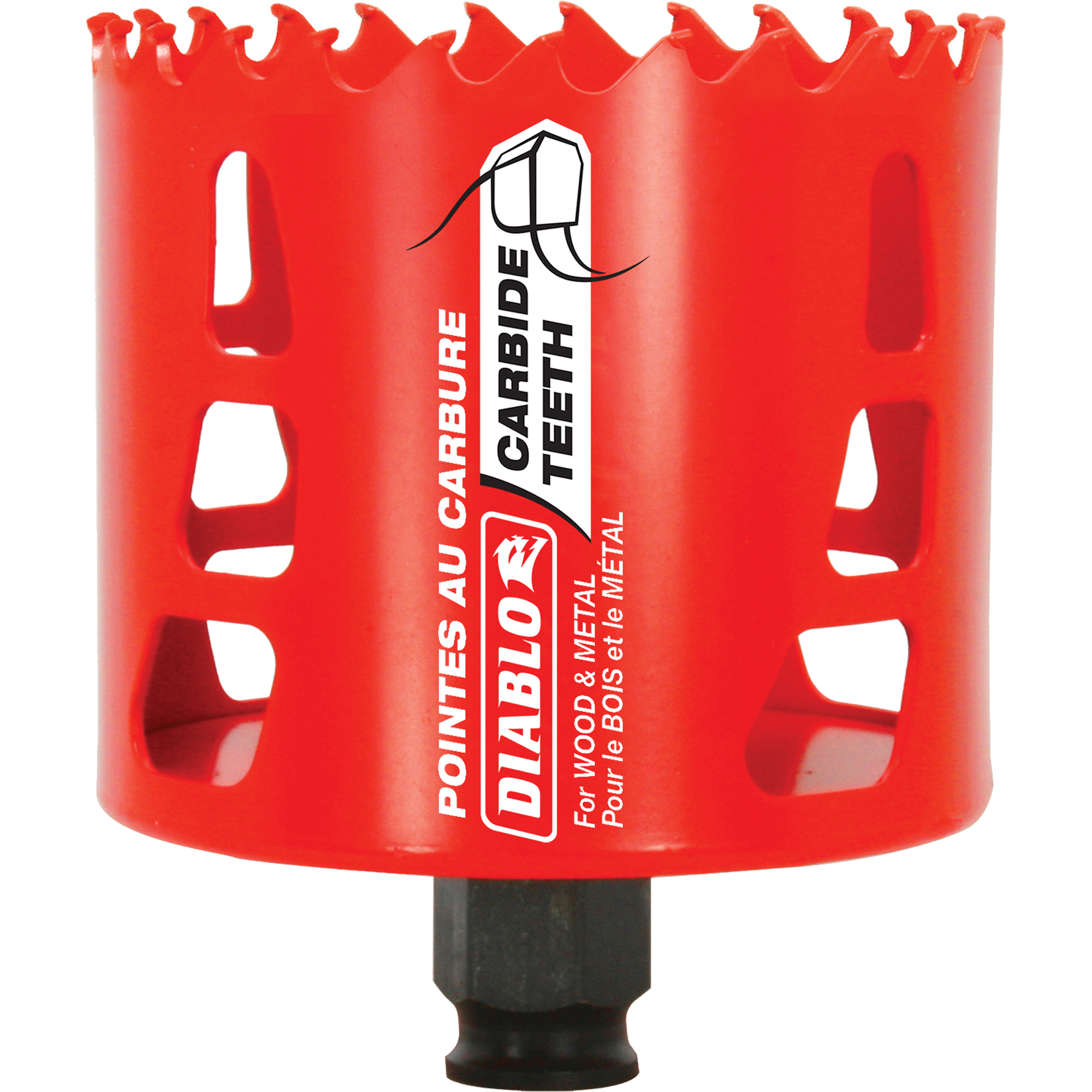 Scie cloche pour bois et métal, 3-1/8", Profondeur de la coupe 2-3/8", Carbure