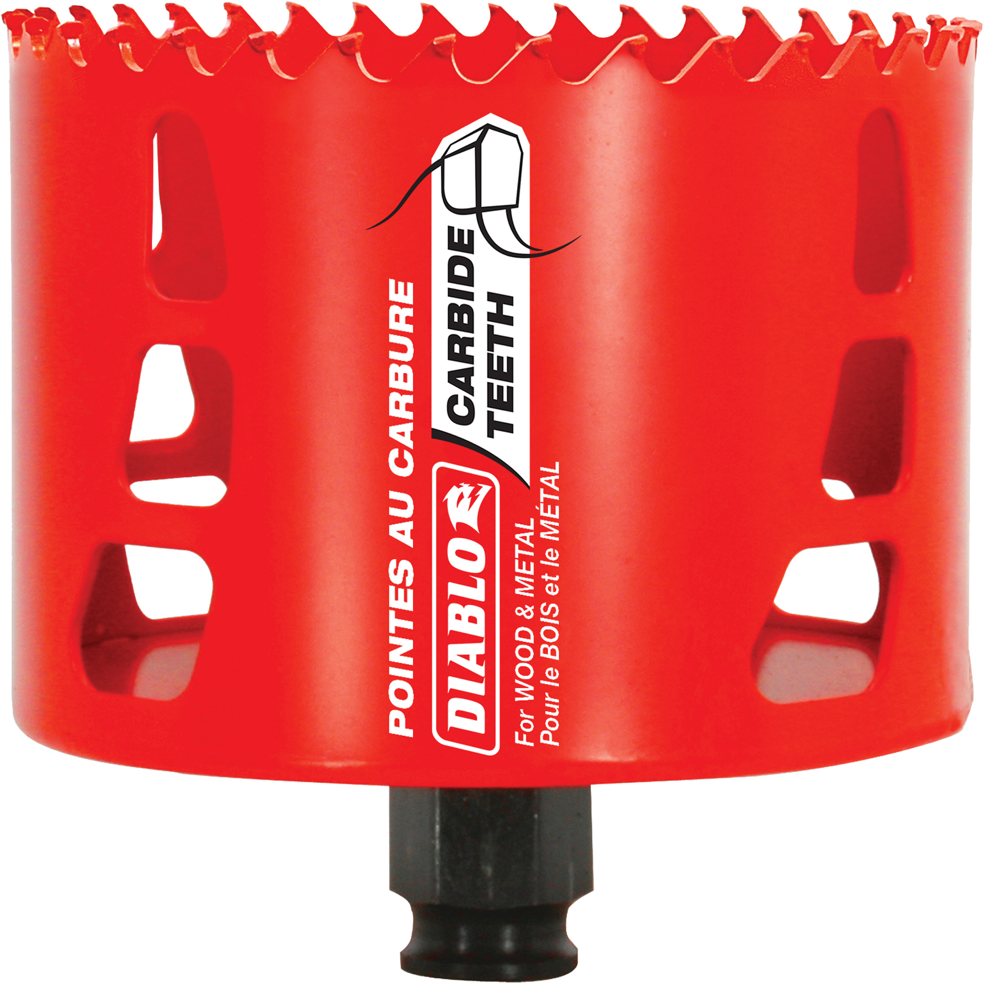 Scie cloche pour bois et métal, 3-5/8", Profondeur de la coupe 2-3/8", Carbure
