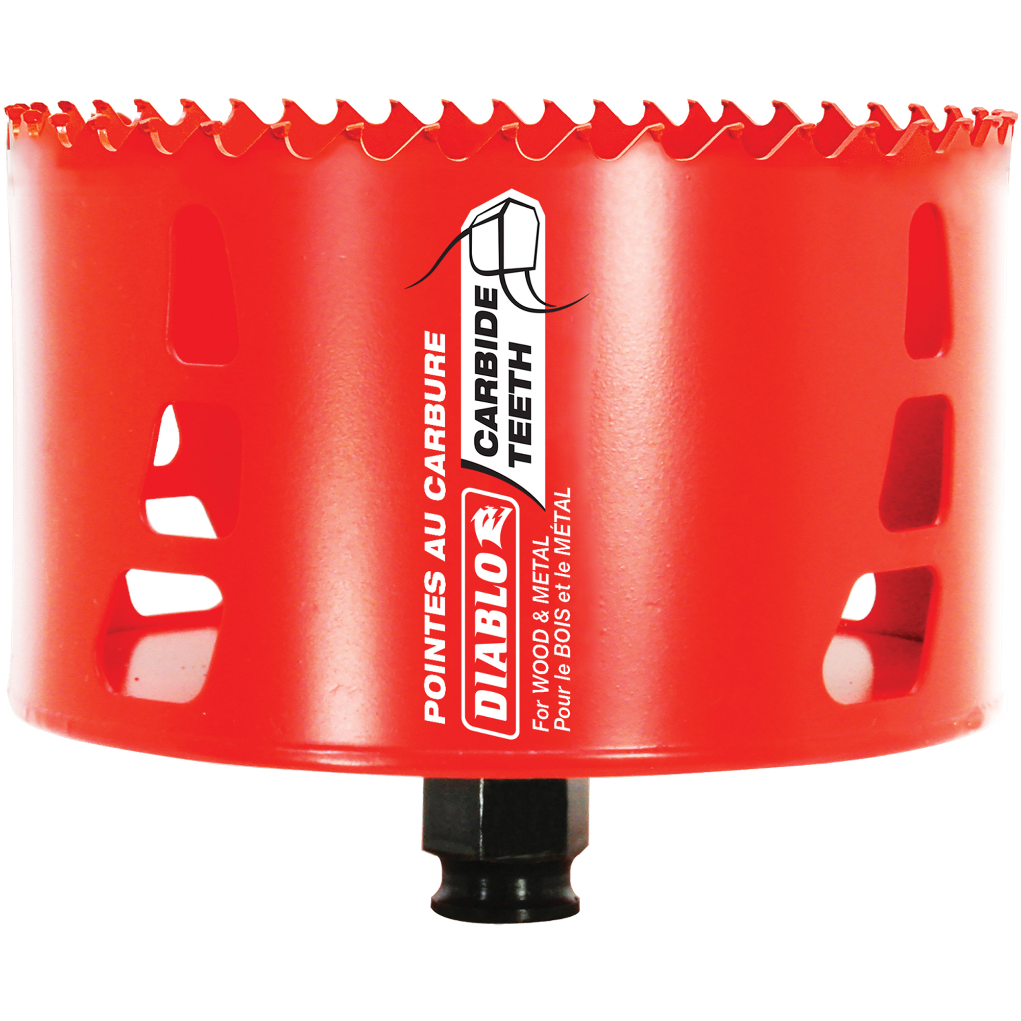 Scie cloche pour bois et métal, 4-1/2", Profondeur de la coupe 2-3/8", Carbure