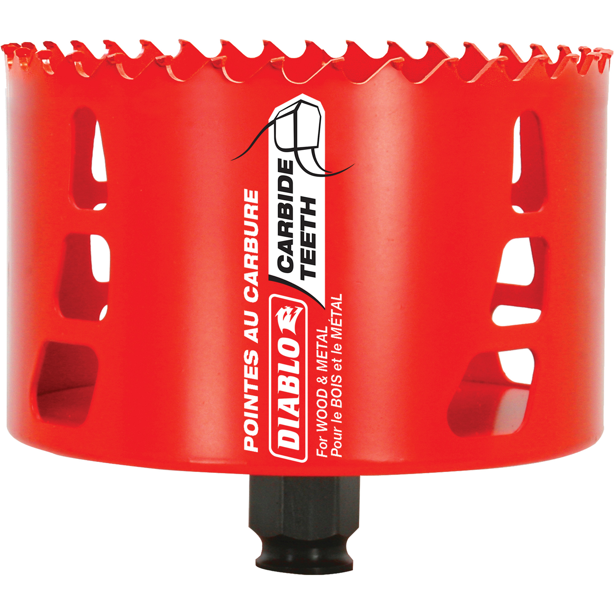 Scie cloche pour bois et métal, 4-1/8", Profondeur de la coupe 2-3/8", Carbure