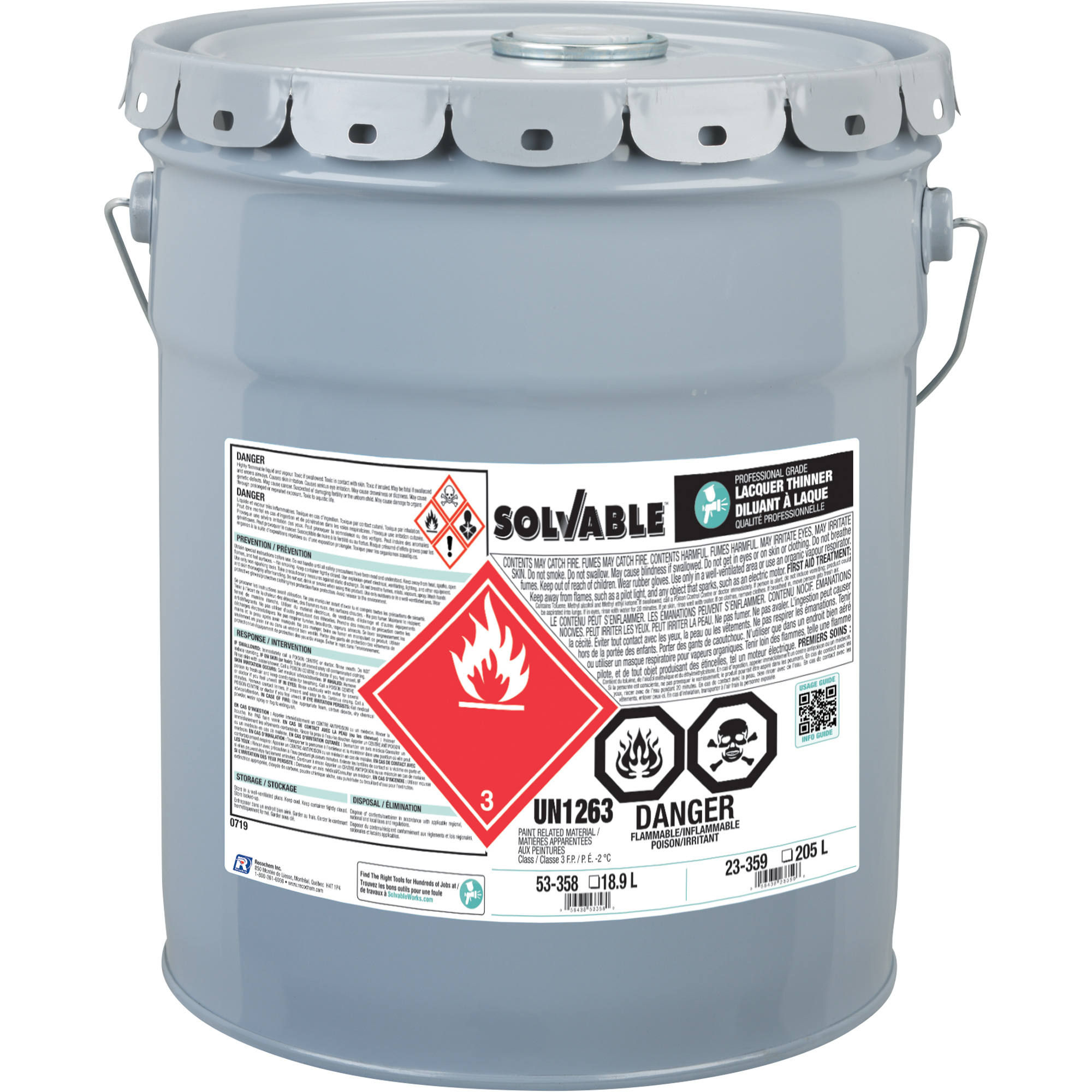 Diluant pour laque de calibre professionnel, Seau, 18,9 L