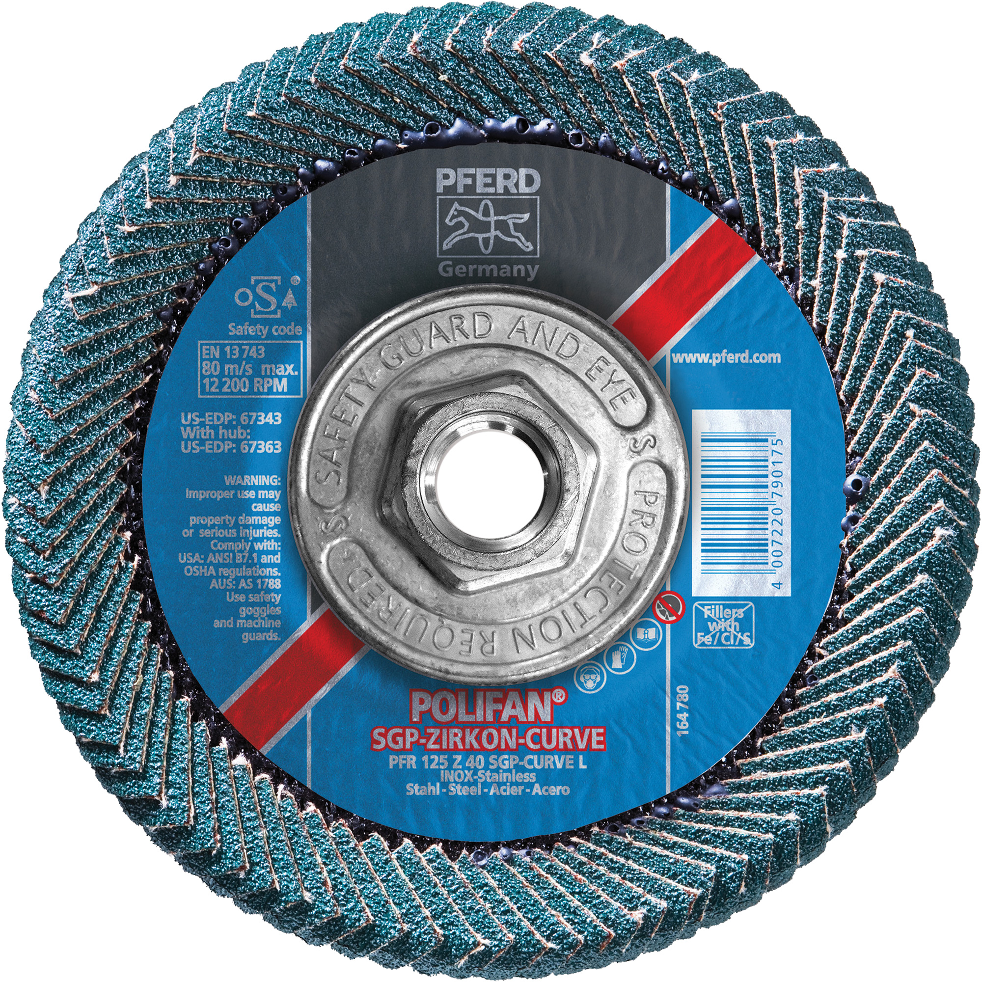 Disque à lamelles, 4-1/2" x 5/8"-11, Type 27, Grain 40, Alumine de zirconium