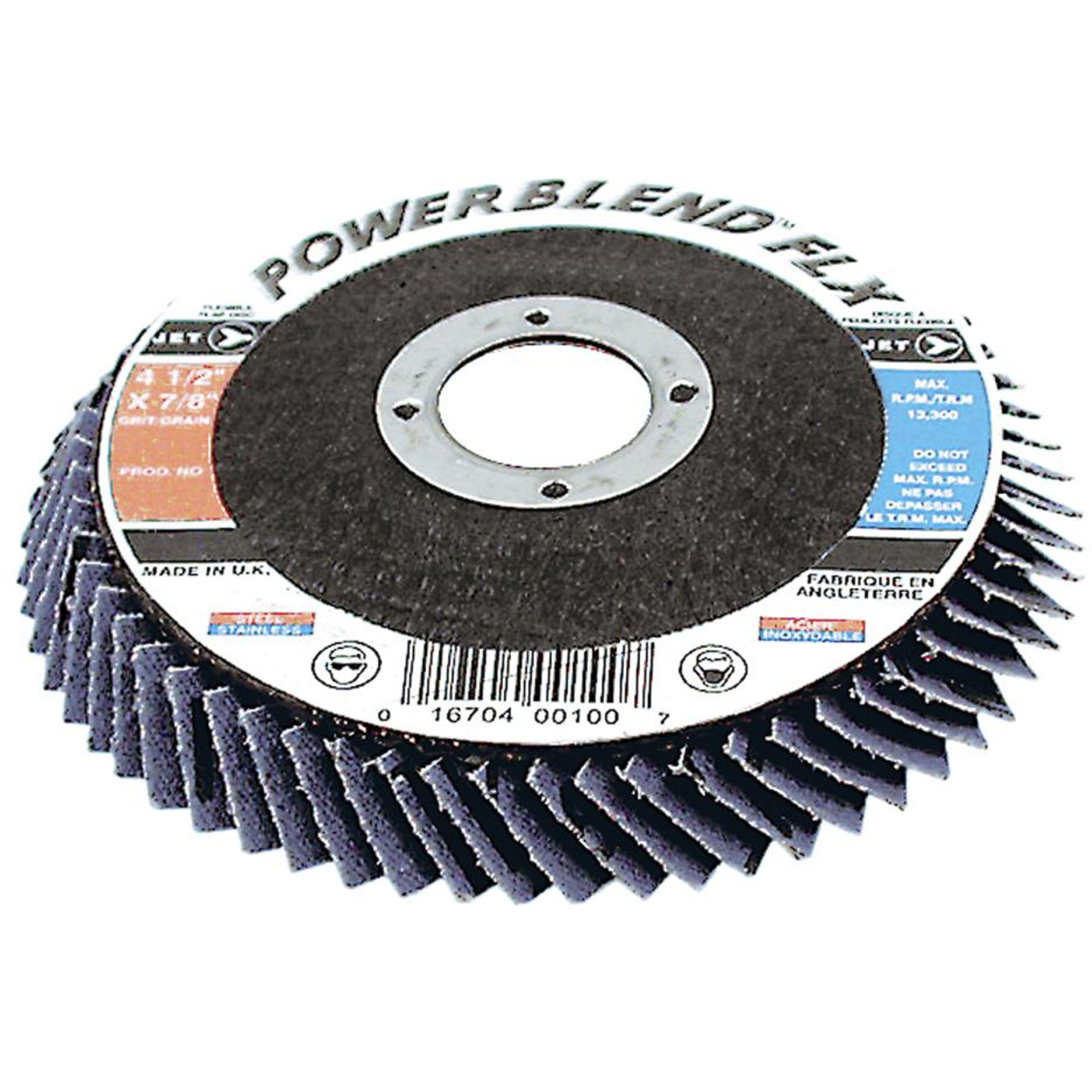 Disque à lamelles flexible PowerBlend FLX, 4-1/2" x 7/8", Type 27, Grain Z80, Alumine de zirconium