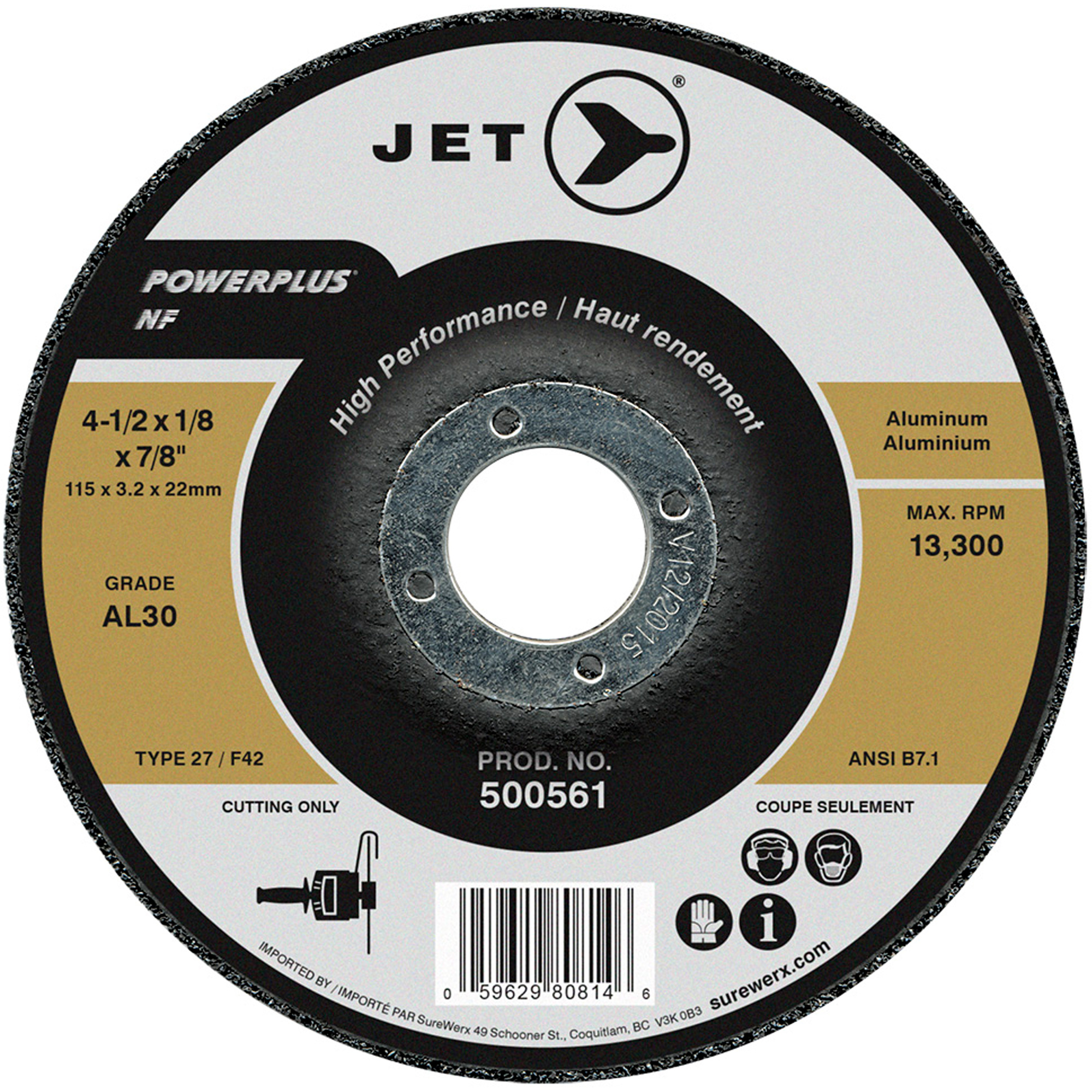 Disque de coupe Powerplus NF, 4-1/2" x 1/8", Arbre 7/8", Type 27