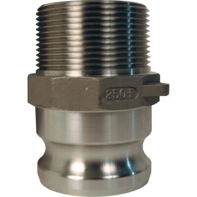 Adaptateur à came et cannelure Global, Acier inoxydable, Type F, 1-1/2", NPT mâle, 250 PSI