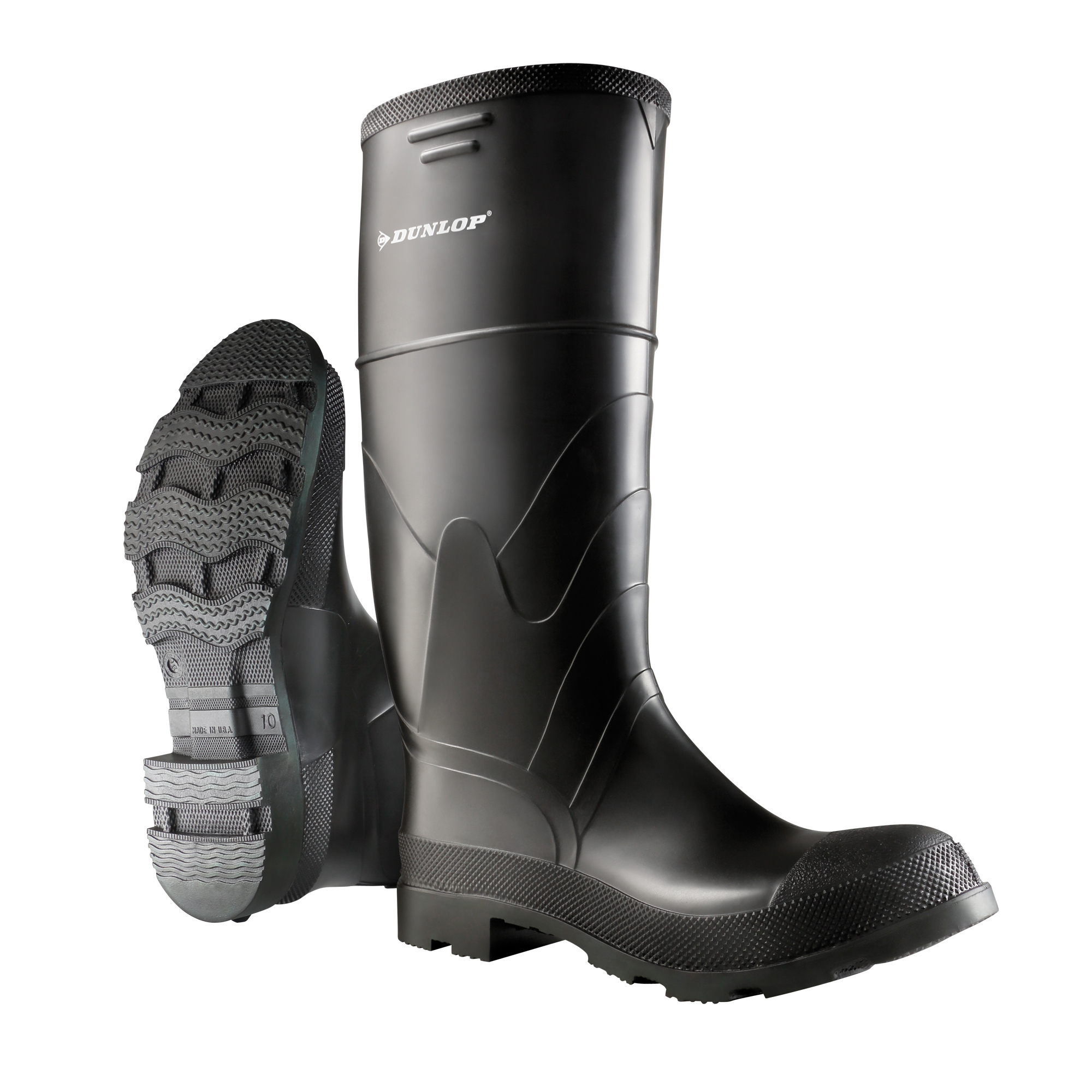 Bottes économiques de 16", PVC, Embout Acier, Pointure 13, Semelle Résistant aux perforations