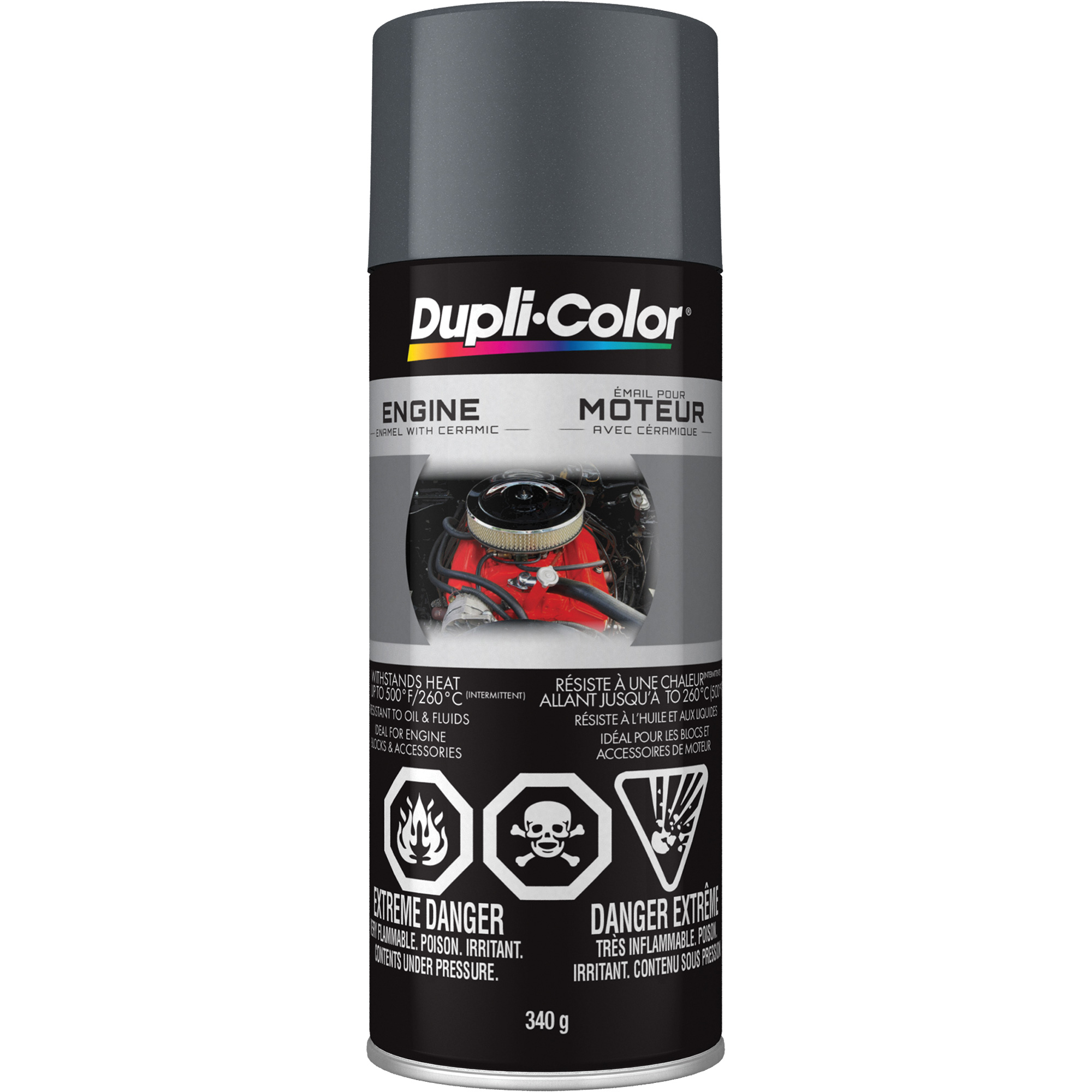 Peinture à émail avec céramique pour moteur, Fonte grise, Très brillant, 12 oz, Canette aérosol