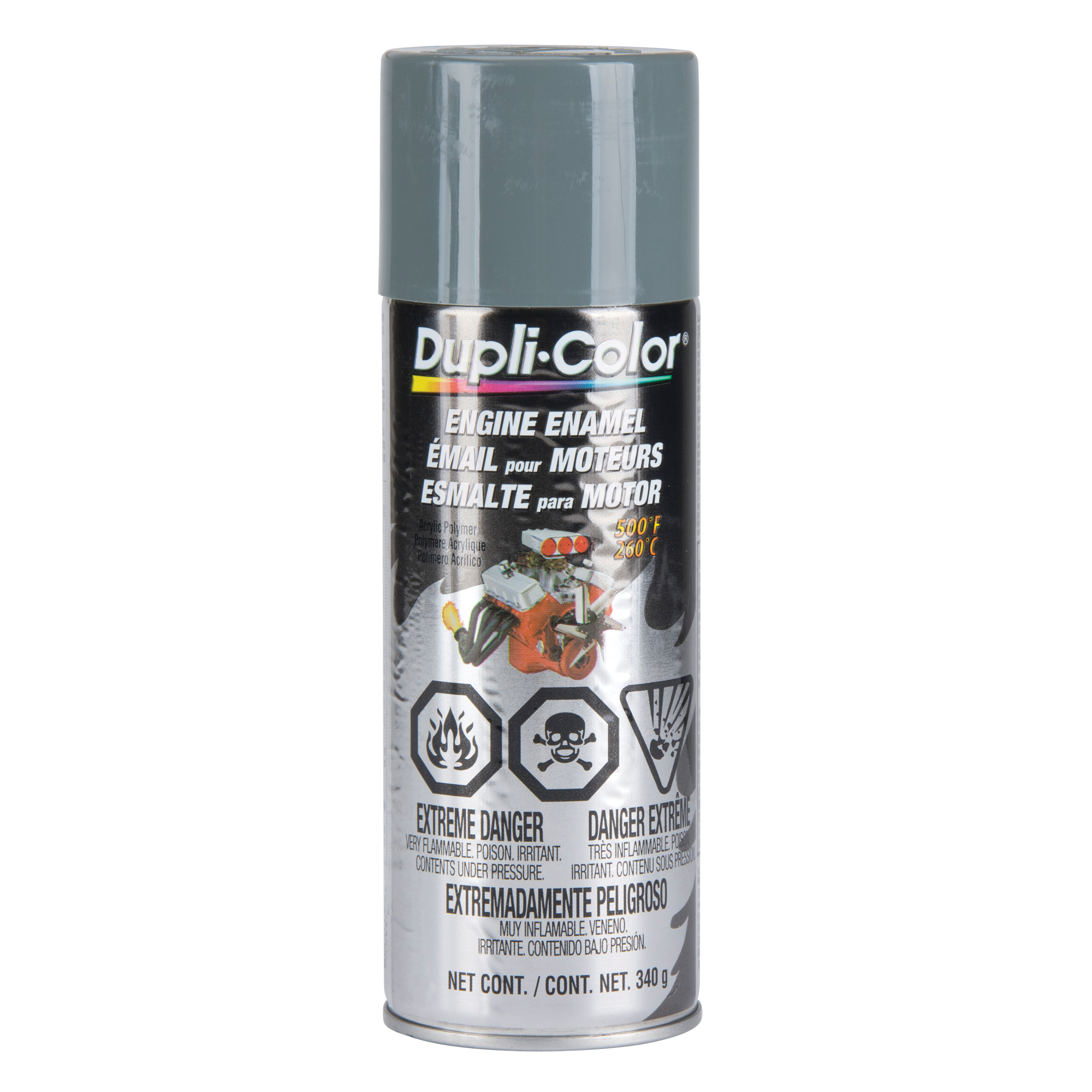 Peinture à émail avec céramique pour moteur, Nouveau Gris Ford, Brillant, 12 oz, Canette aérosol