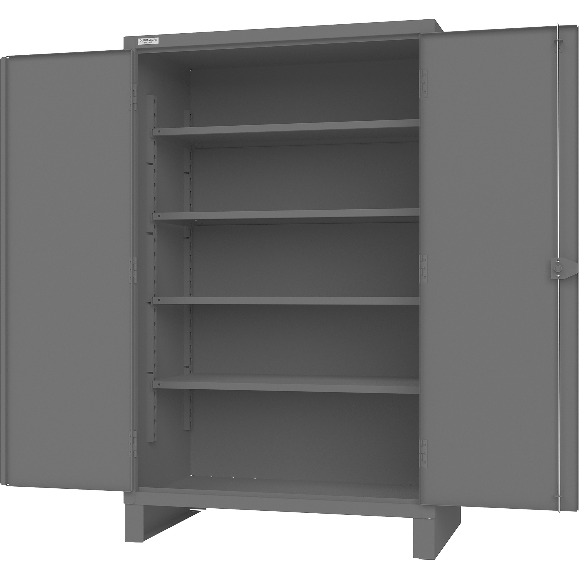 Armoire avec portes encastrées en panneau perforé, Acier, 4 Tablettes, 78" h x 48" la x 30" P, Gris