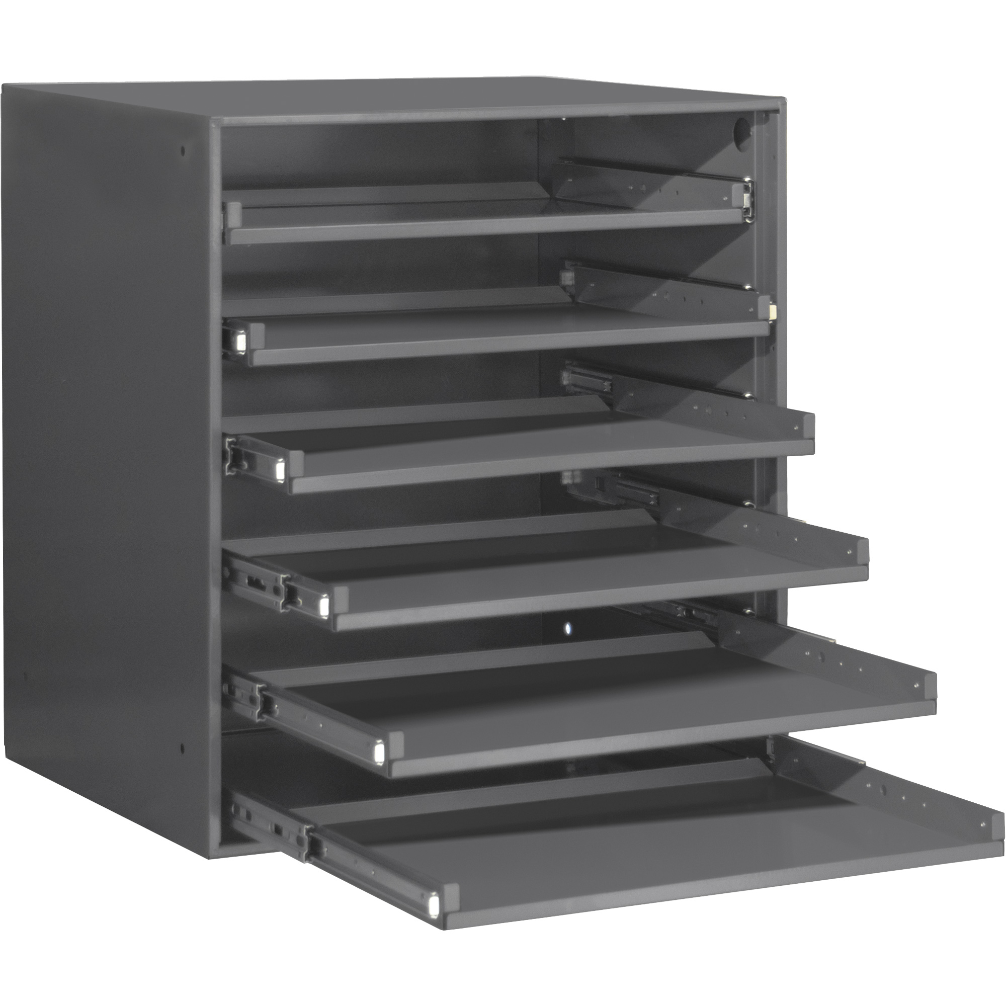 Armoire de rangement à cloisons, Acier, 6 compartiments, 20-5/16" la x 15-15/16" p, 21-7/8" h, Gris