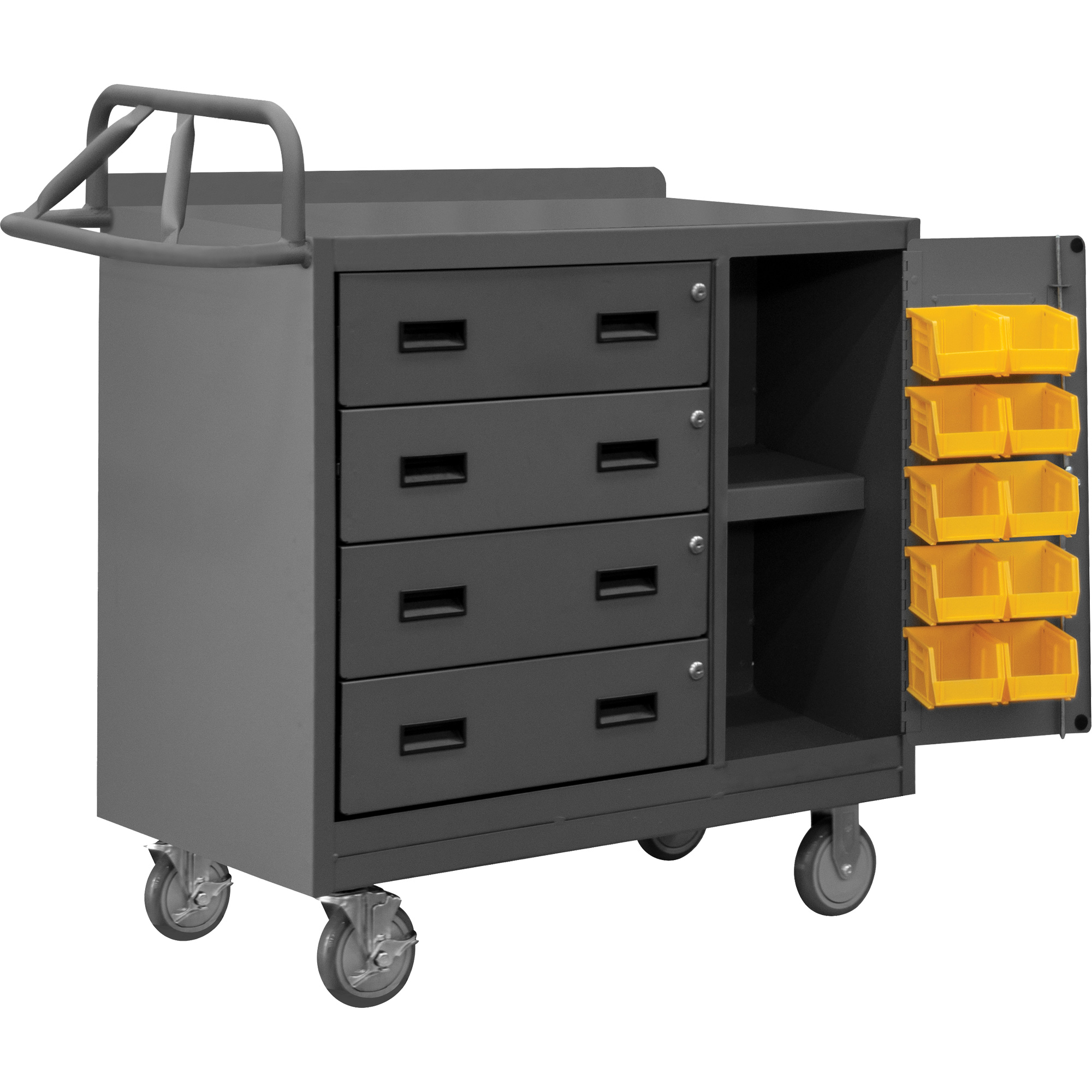 Armoire d'établi mobile avec bacs, Acier Surface