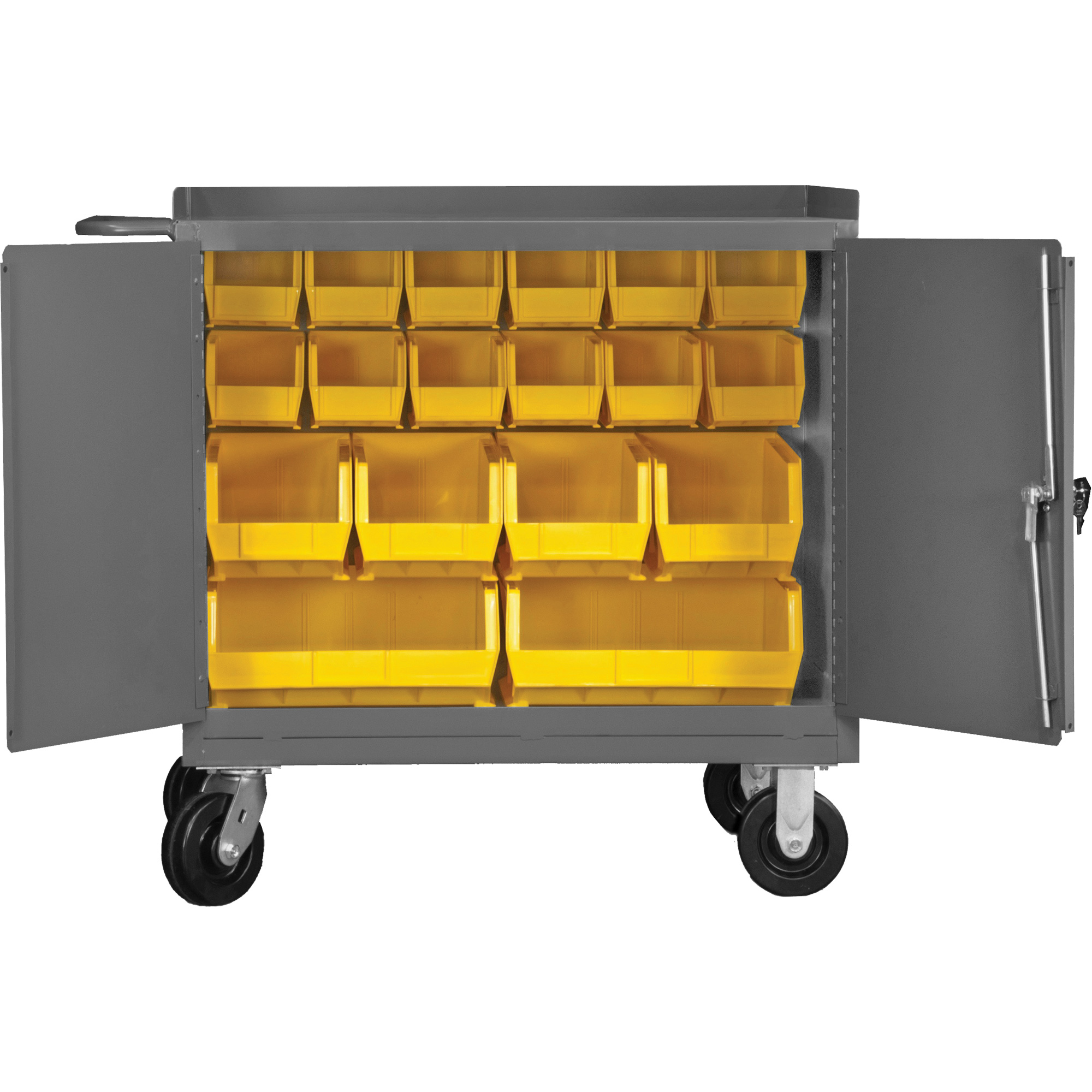 Armoire d'établi mobile avec bacs, Acier Surface