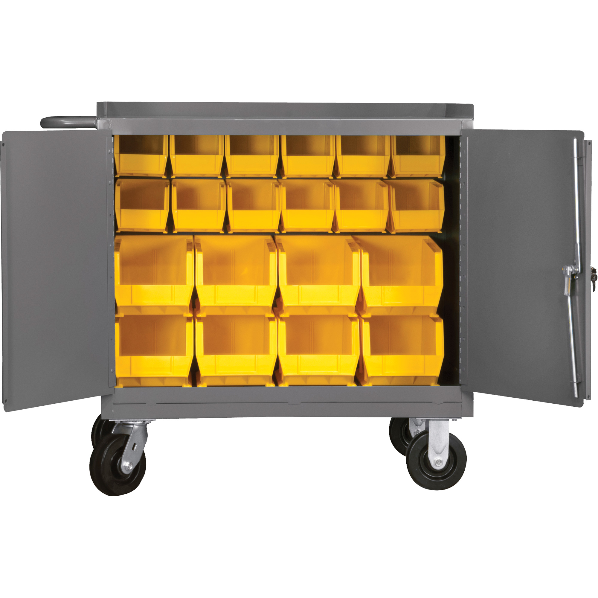 Armoire d'établi mobile avec bacs, Acier Surface