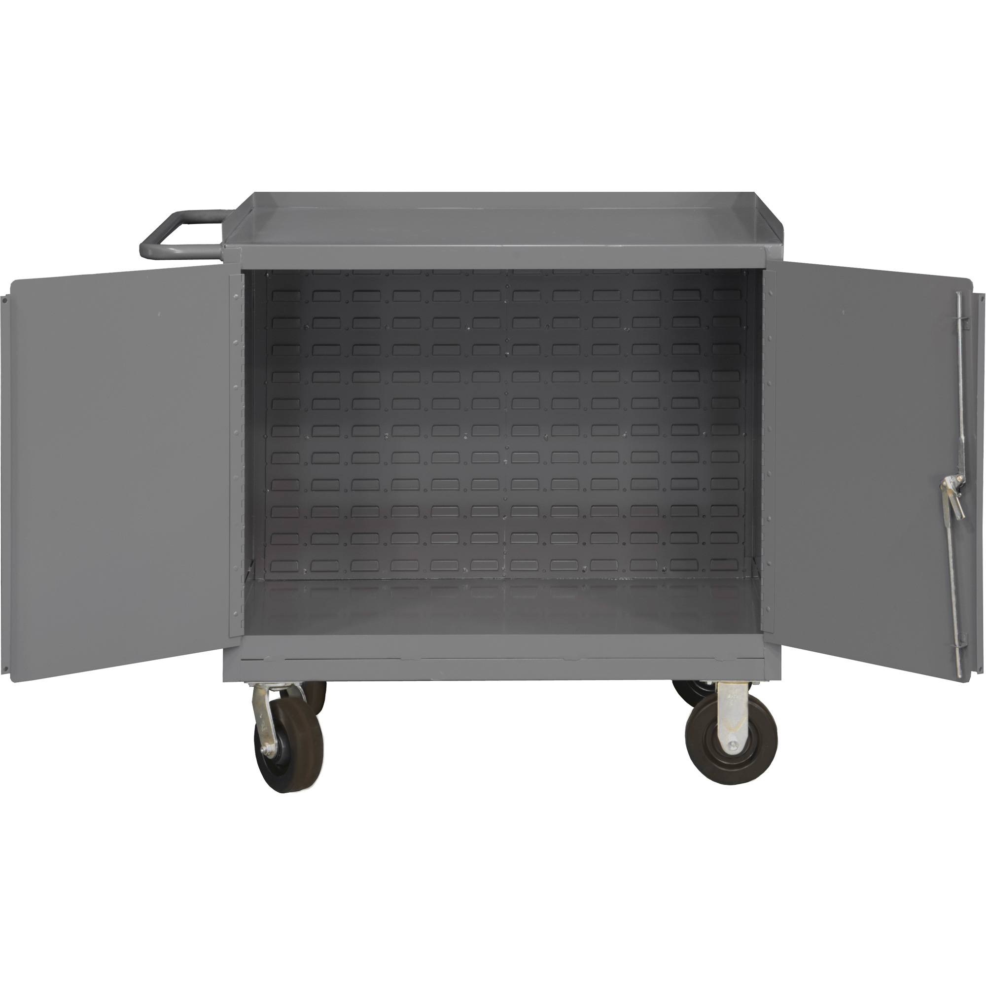 Armoire d'établi mobile avec panneau arrière à persiennes, Acier Surface