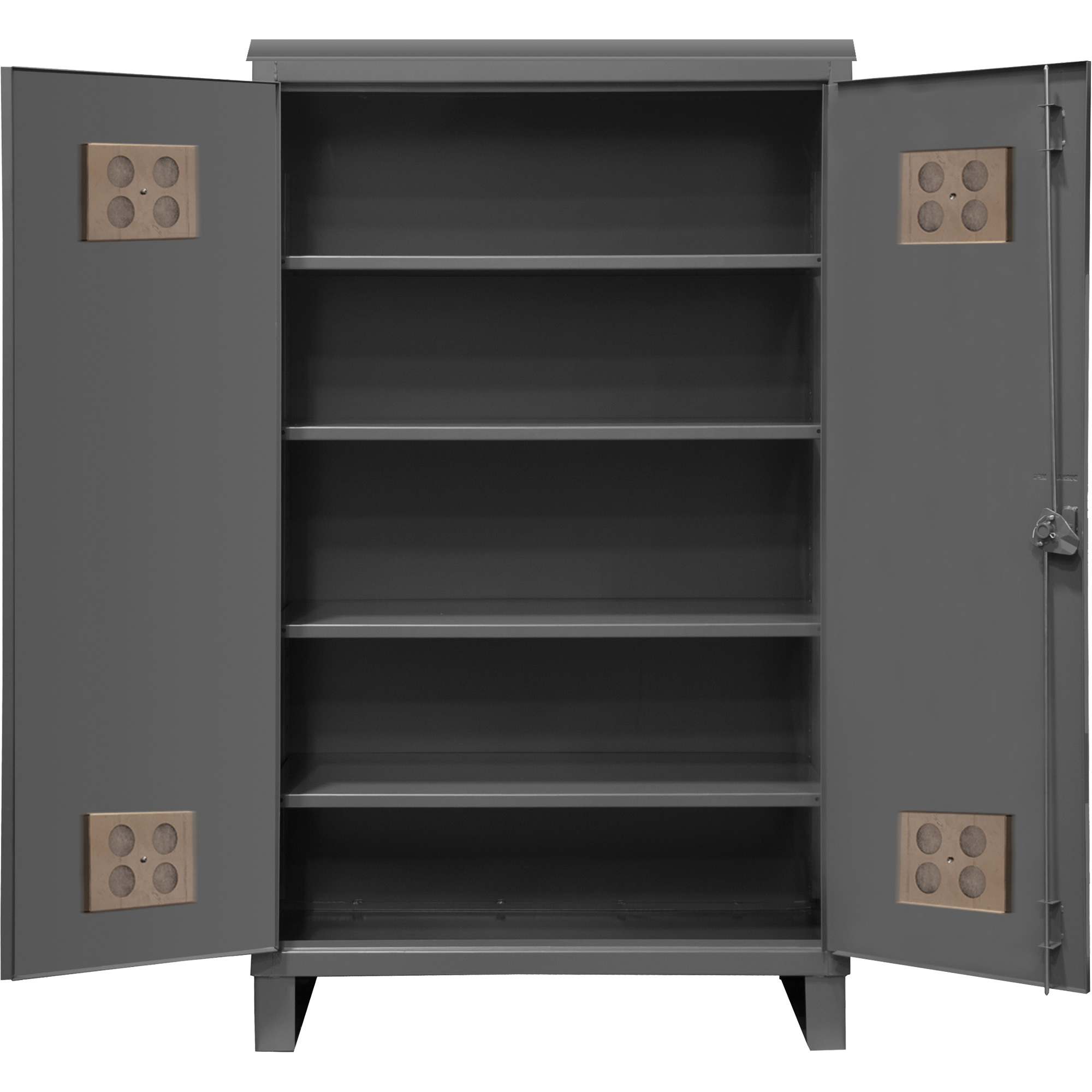 Armoire extérieure robuste, Acier, 4 Tablettes, 78" h x 60" la x 24" P, Gris
