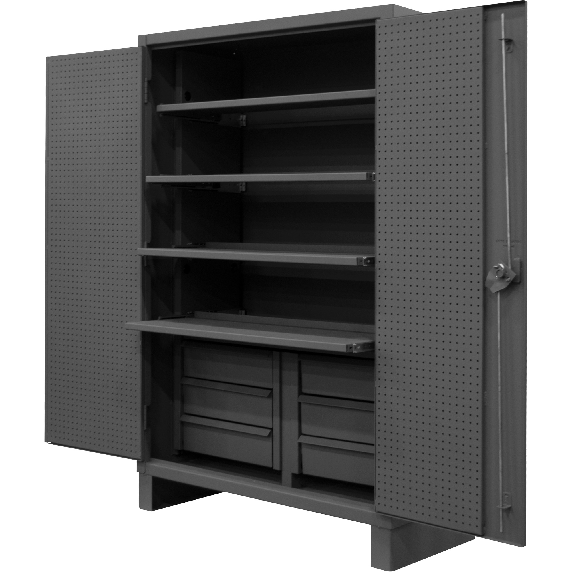 Armoire très robuste avec tablettes coulissantes, Acier, 4 Tablettes, 78" h x 48" la x 24" P, Gris
