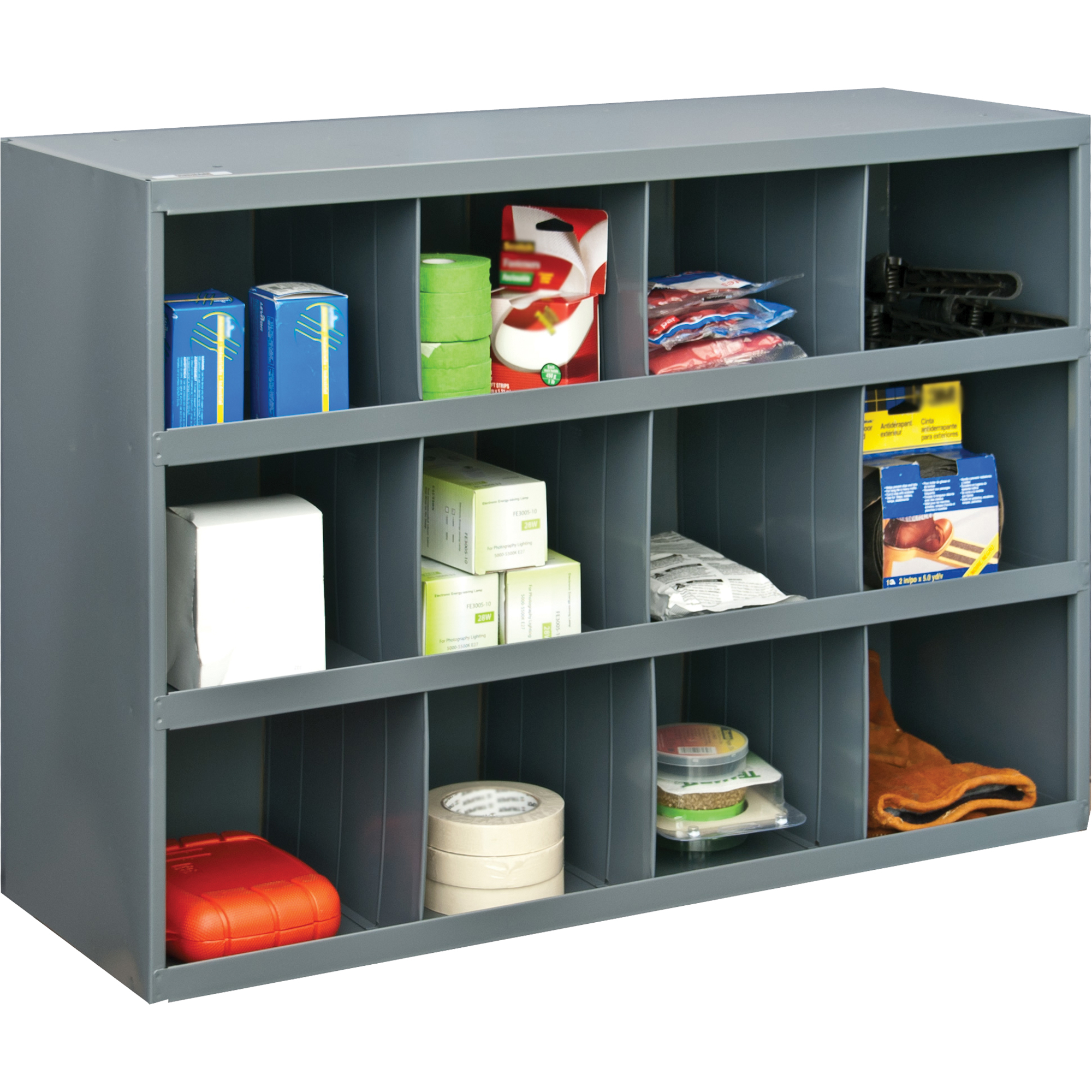 Armoires pour bacs de rangement, Acier, 12 tiroirs, 33-3/4" x 12" x 23-7/8", Gris