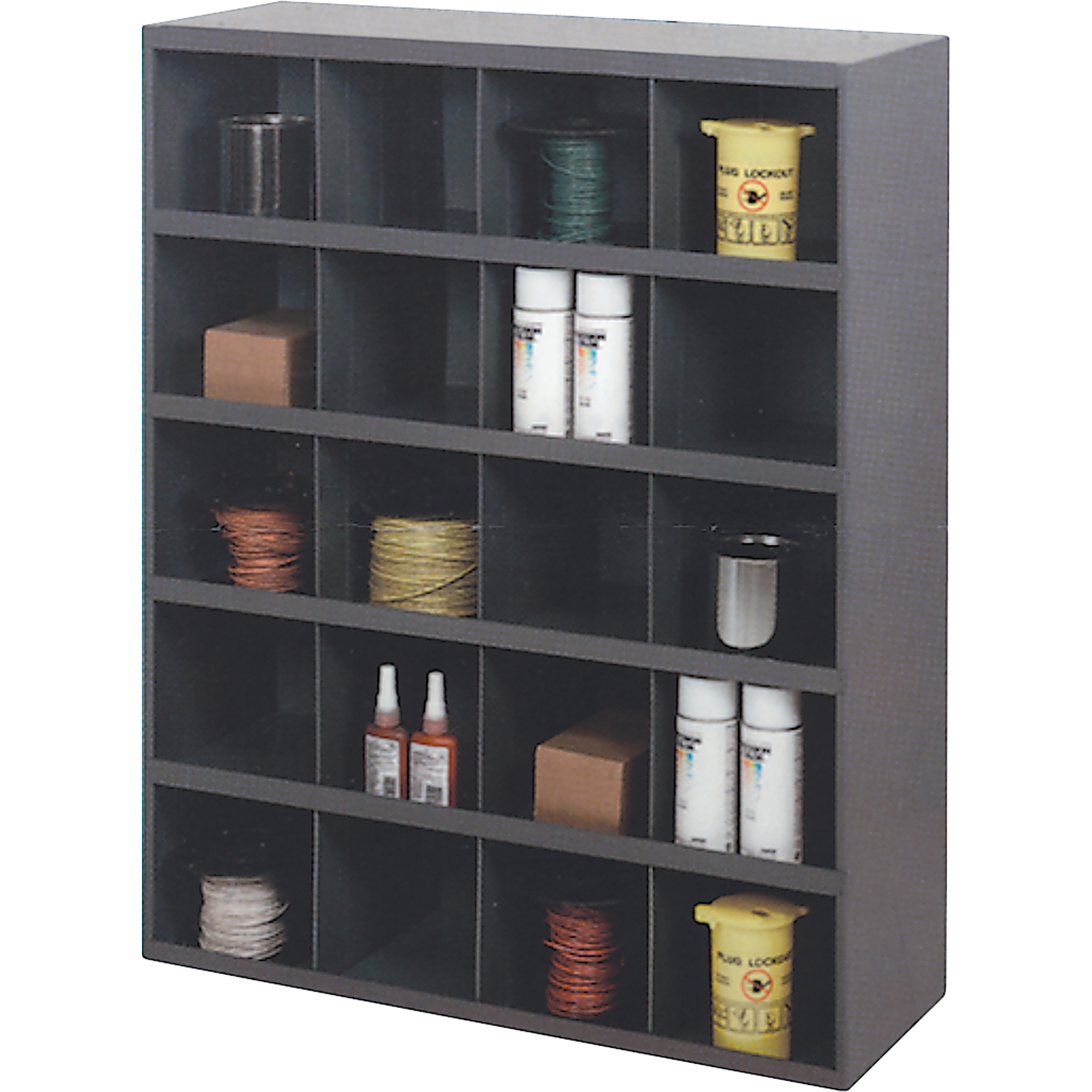 Armoires pour bacs de rangement, Acier, 20 tiroirs, 33-3/4" x 12" x 42", Gris
