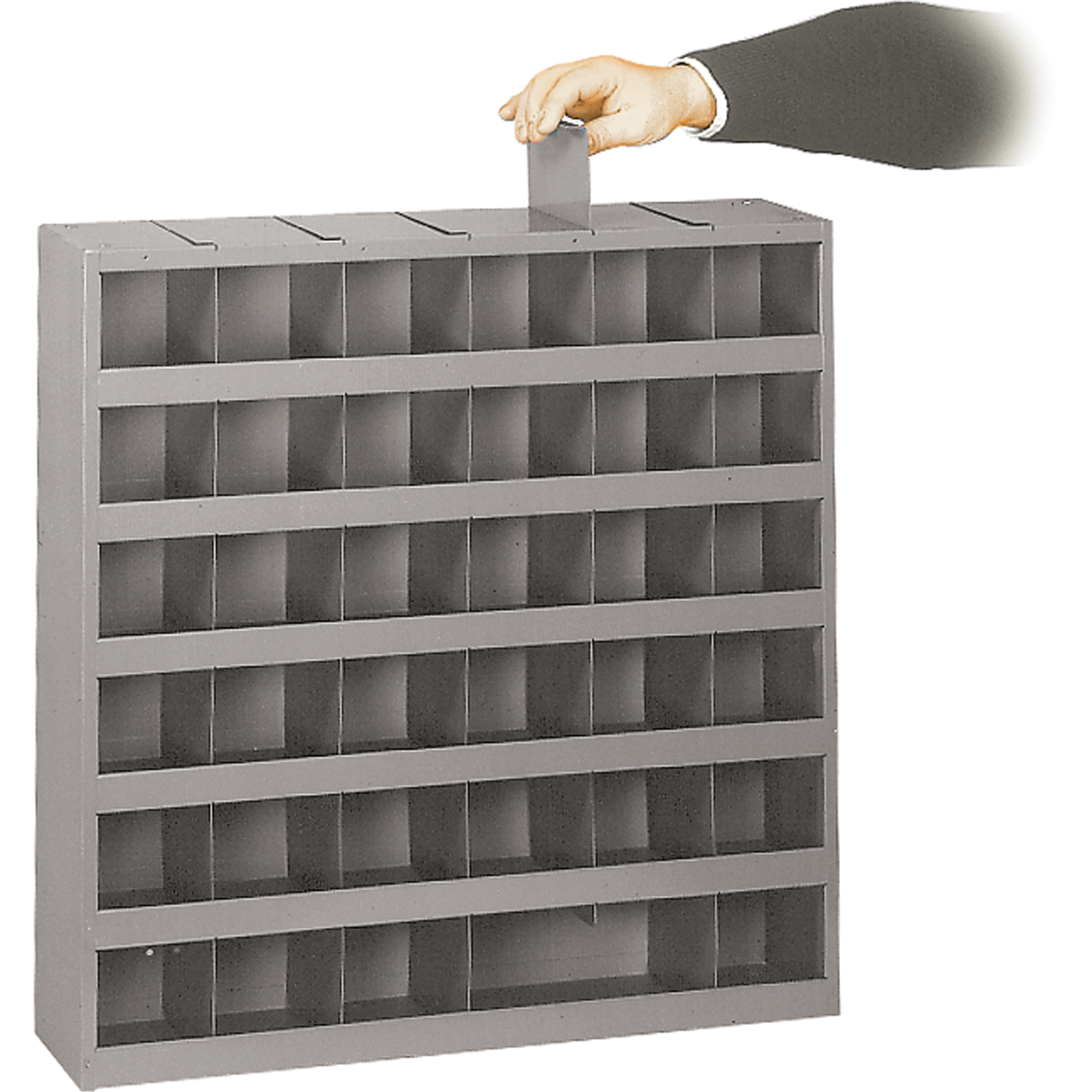 Armoires pour bacs de rangement ajustables, Acier, 36 tiroirs, 23-3/4" x 4-3/4" x 23-3/4", Gris