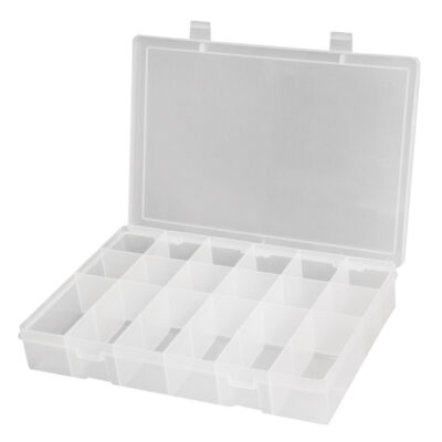 Boîtes à compartiments compactes en polypropylène, 11" la x 6-3/4" p x 1-3/4" h, 18 compartiments