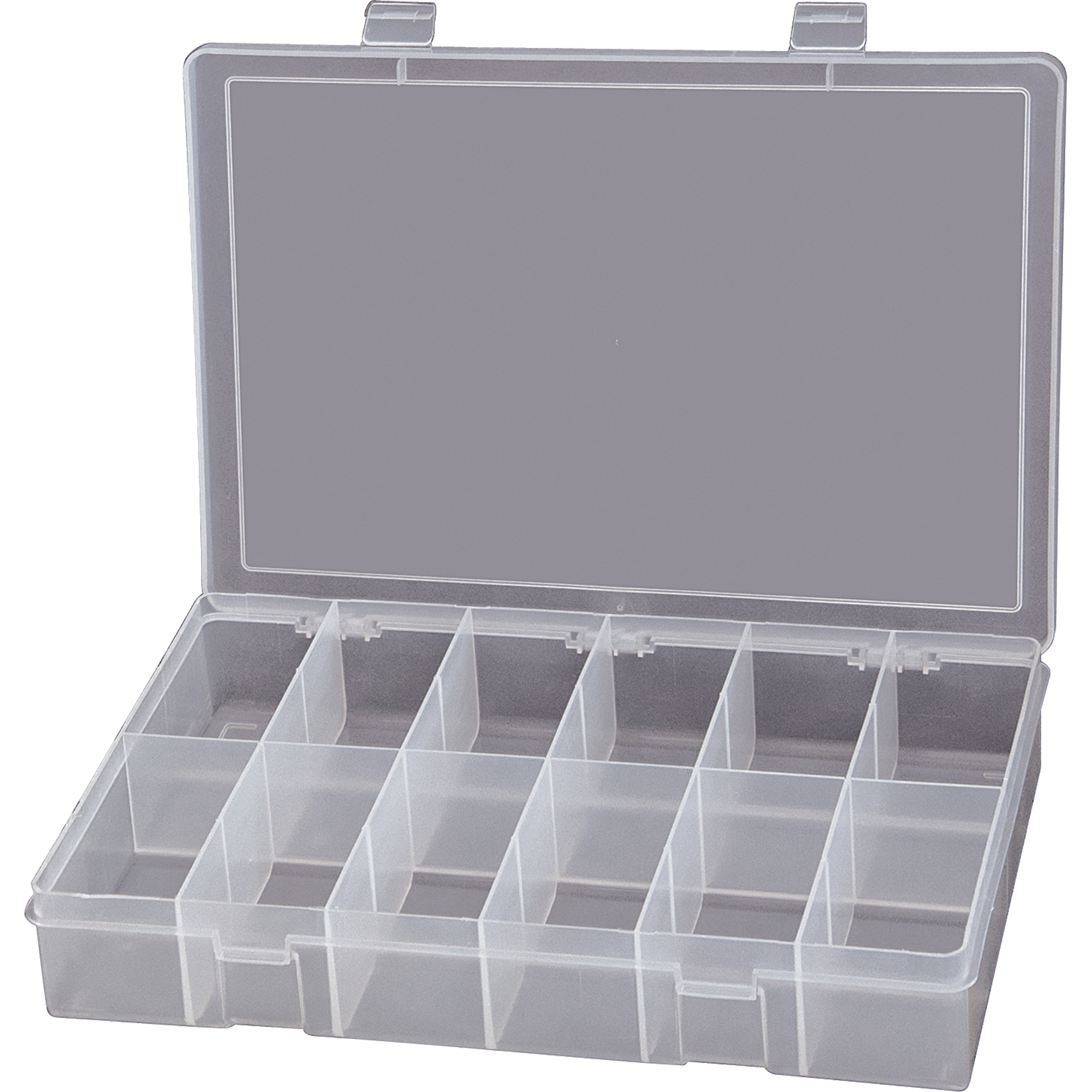 Boîtes à compartiments compactes en polypropylène, 13-1/8" la x 9" p x 2-5/16" h, 12 compartiments