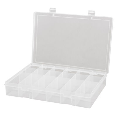 Boîtes à compartiments compactes en polypropylène, 13-1/8" la x 9" p x 2-5/16" h, 18 compartiments