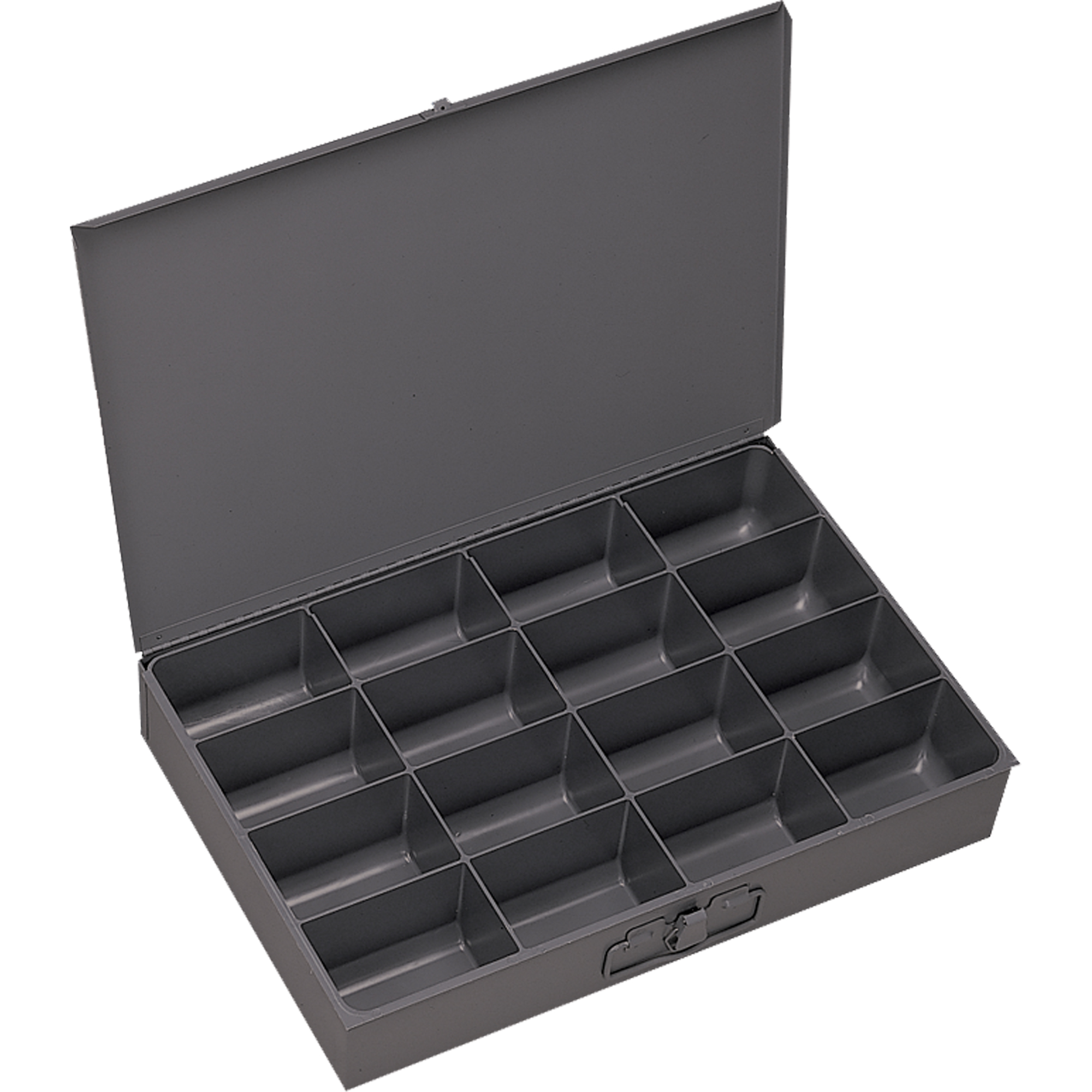 Boîtes à fond courbé, Acier, 16 compartiments, 13-3/8" la x 9-1/4" p, 2" h, Gris