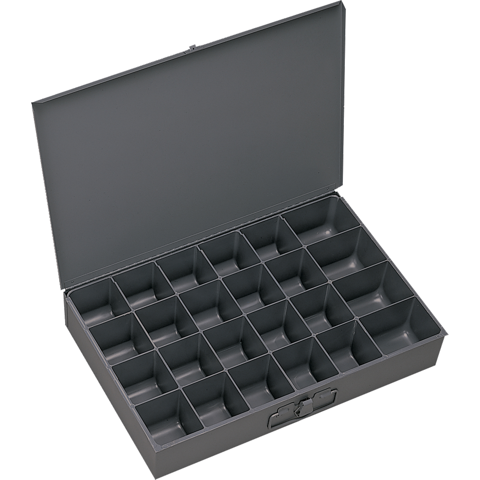 Boîtes à fond courbé, Acier, 24 compartiments, 13-3/8" la x 9-1/4" p, 2" h, Gris