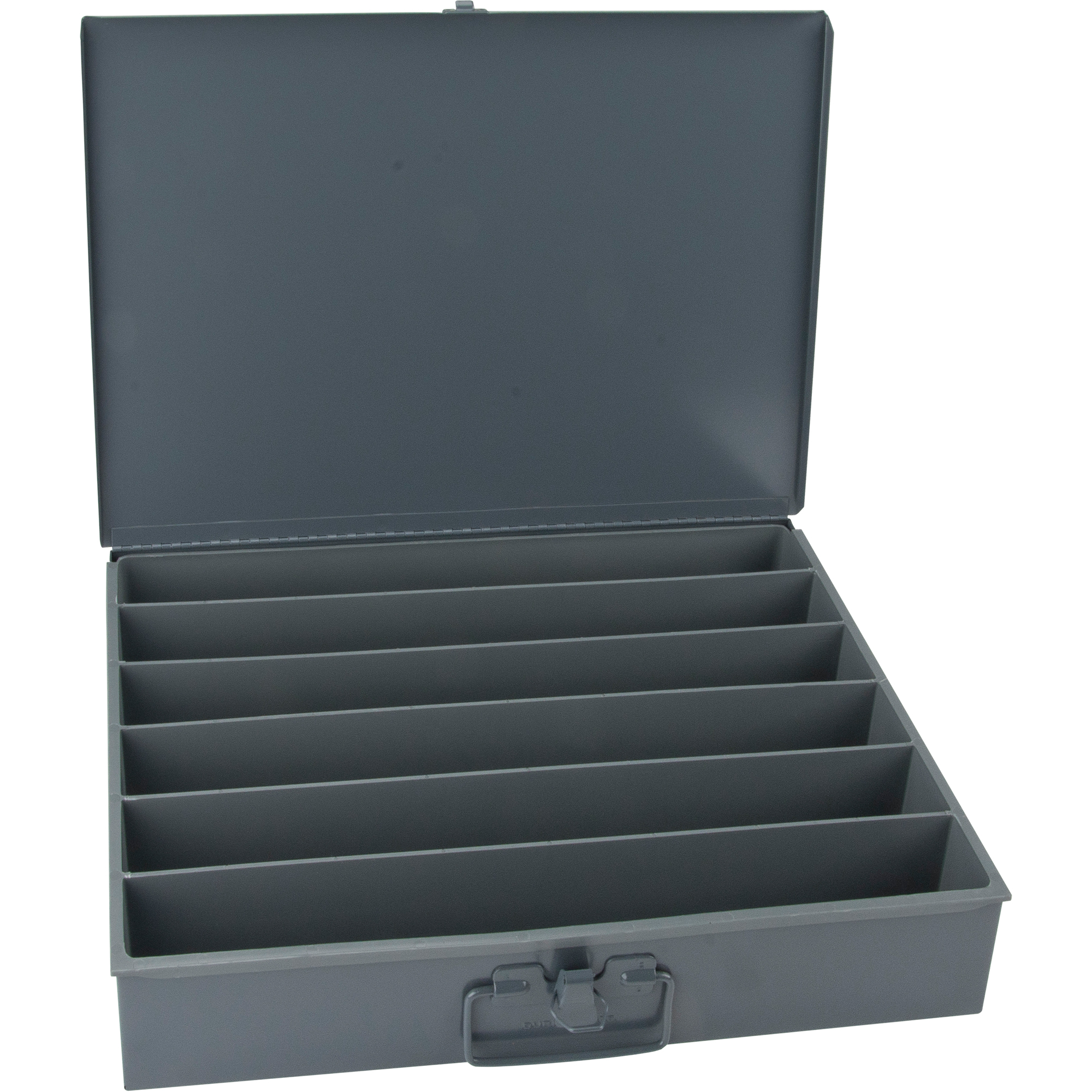 Boîtes en acier à compartiments à fond courbé, 18,34" la x 12,16" p x 3,16" h, 6 horizontaux compartiments