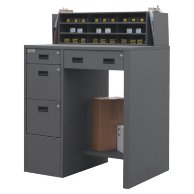 Bureau d'atelier, 39" la x 29" p x 53" h, Gris
