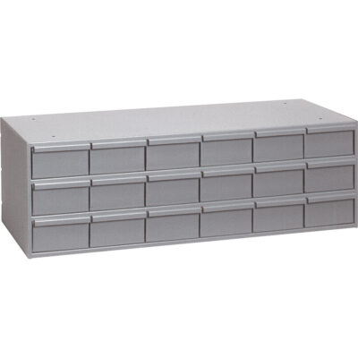 Casiers à tiroirs industriels, 18 tiroirs, 33-3/4" la x 11-3/4" p x 12-7/8" h, Gris