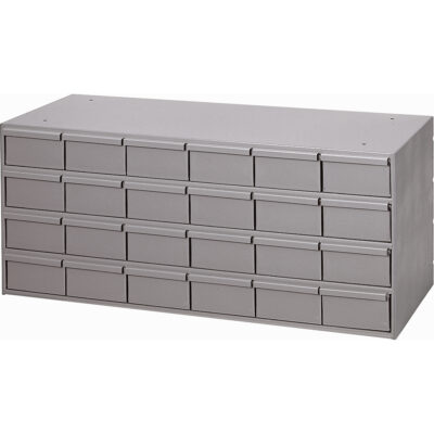 Casiers à tiroirs industriels, 24 tiroirs, 33-3/4" la x 11-3/4" p x 17" h, Gris