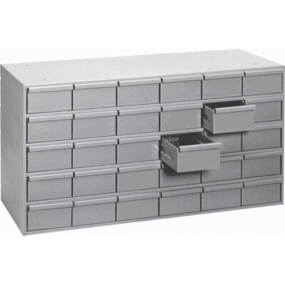 Casiers à tiroirs industriels, 30 tiroirs, 33-3/4" la x 11-3/4" p x 21-1/8" h, Gris