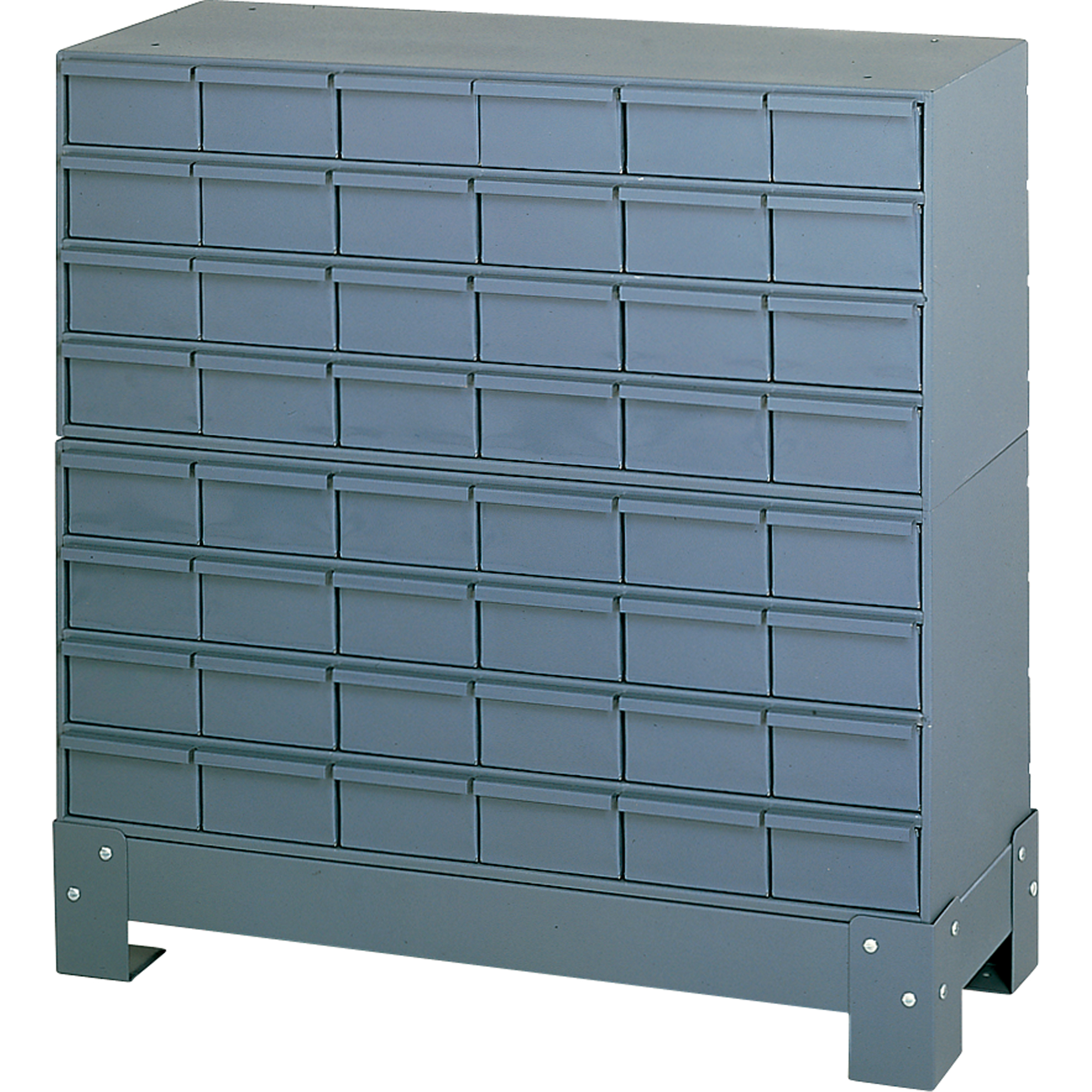 Casiers à tiroirs industriels avec base, 48 tiroirs, 34-1/8" la x 12-1/4" p x 33-3/4" h, Gris