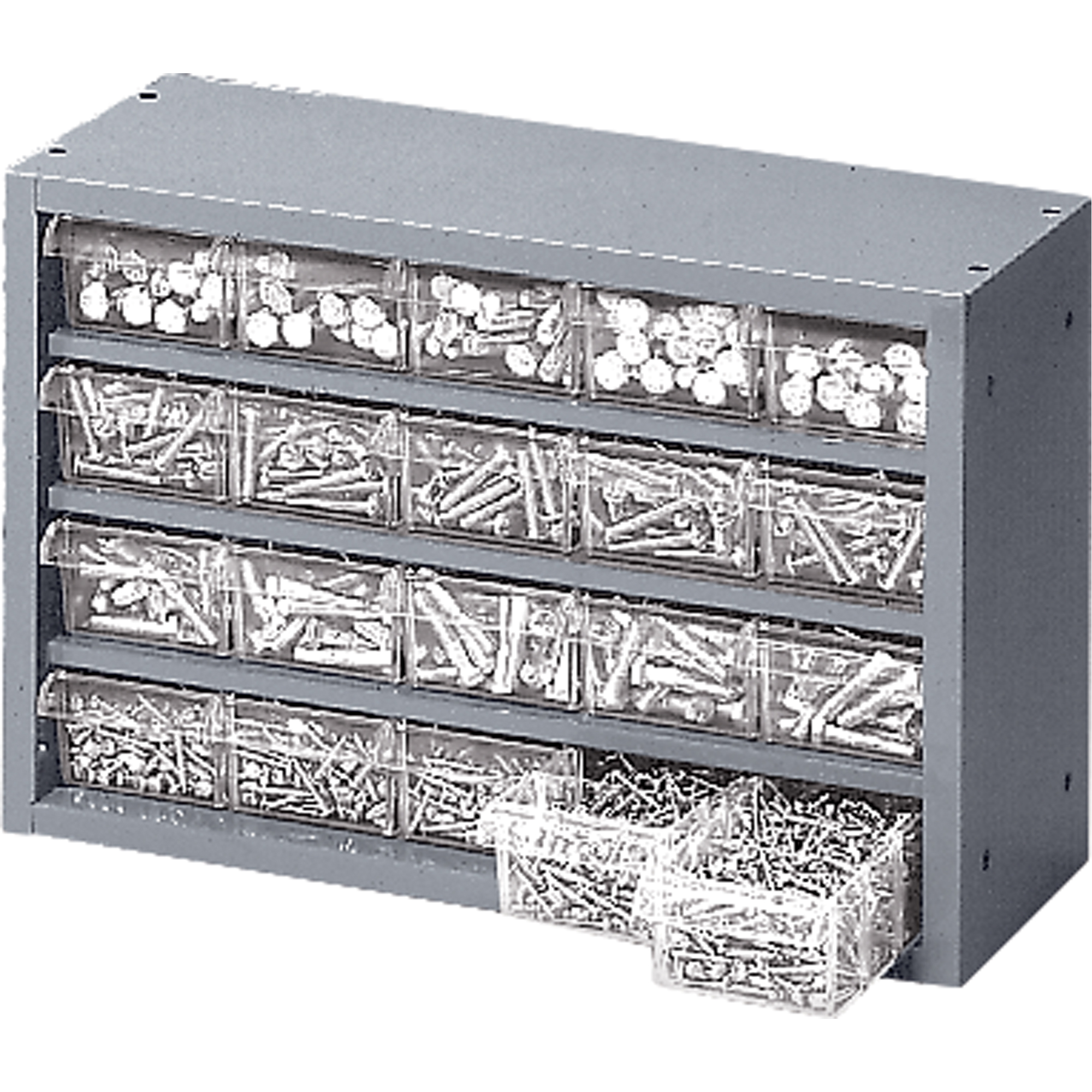 Casiers à tiroirs robustes, 20 tiroirs, 16 1/2" la x 6 1/2" p x 11 1/4" h, Gris