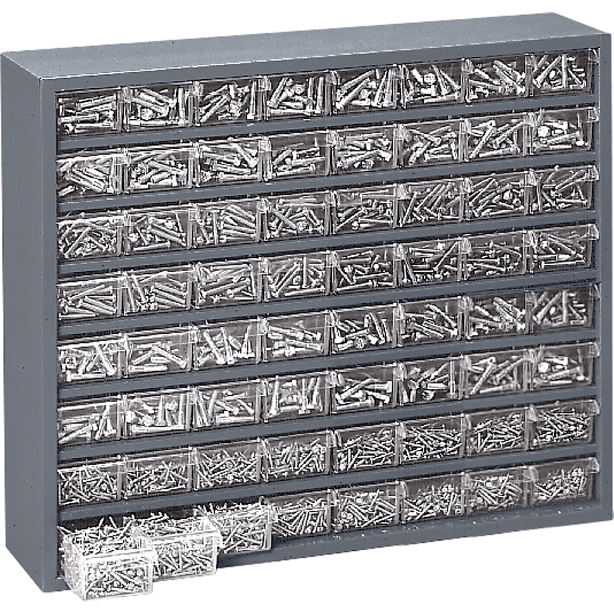 Casiers à tiroirs robustes, 64 tiroirs, 25 1/2" la x 6 1/2" p x 21 3/4" h, Gris